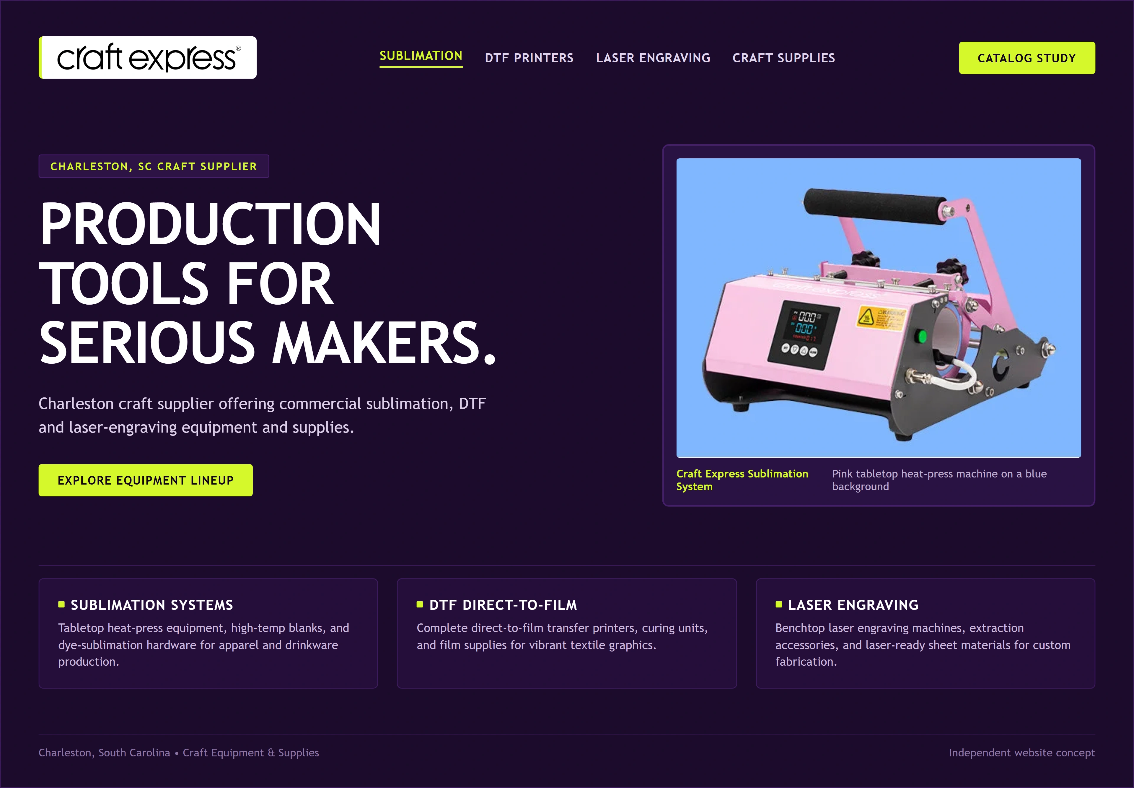 Craft Express, individual website design concept A