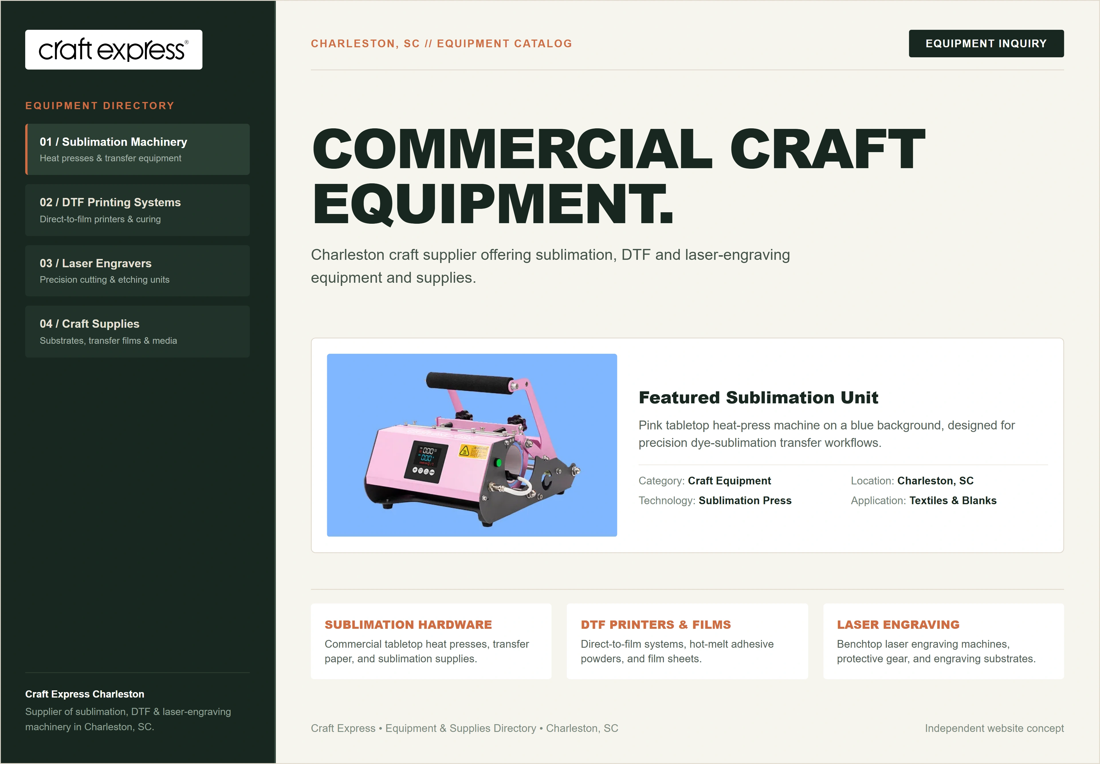 Craft Express, individual website design concept D