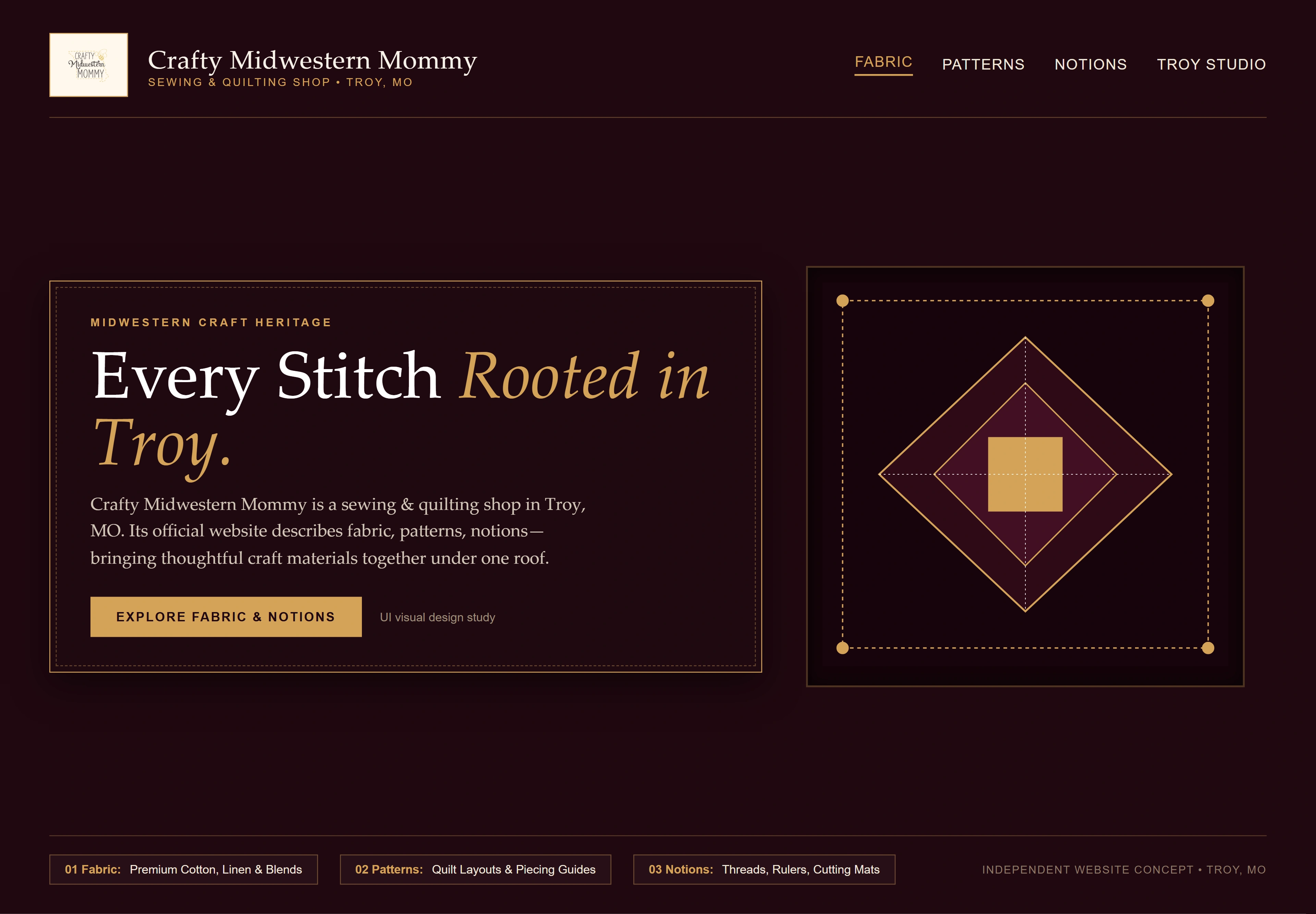 Crafty Midwestern Mommy, individual website design concept B