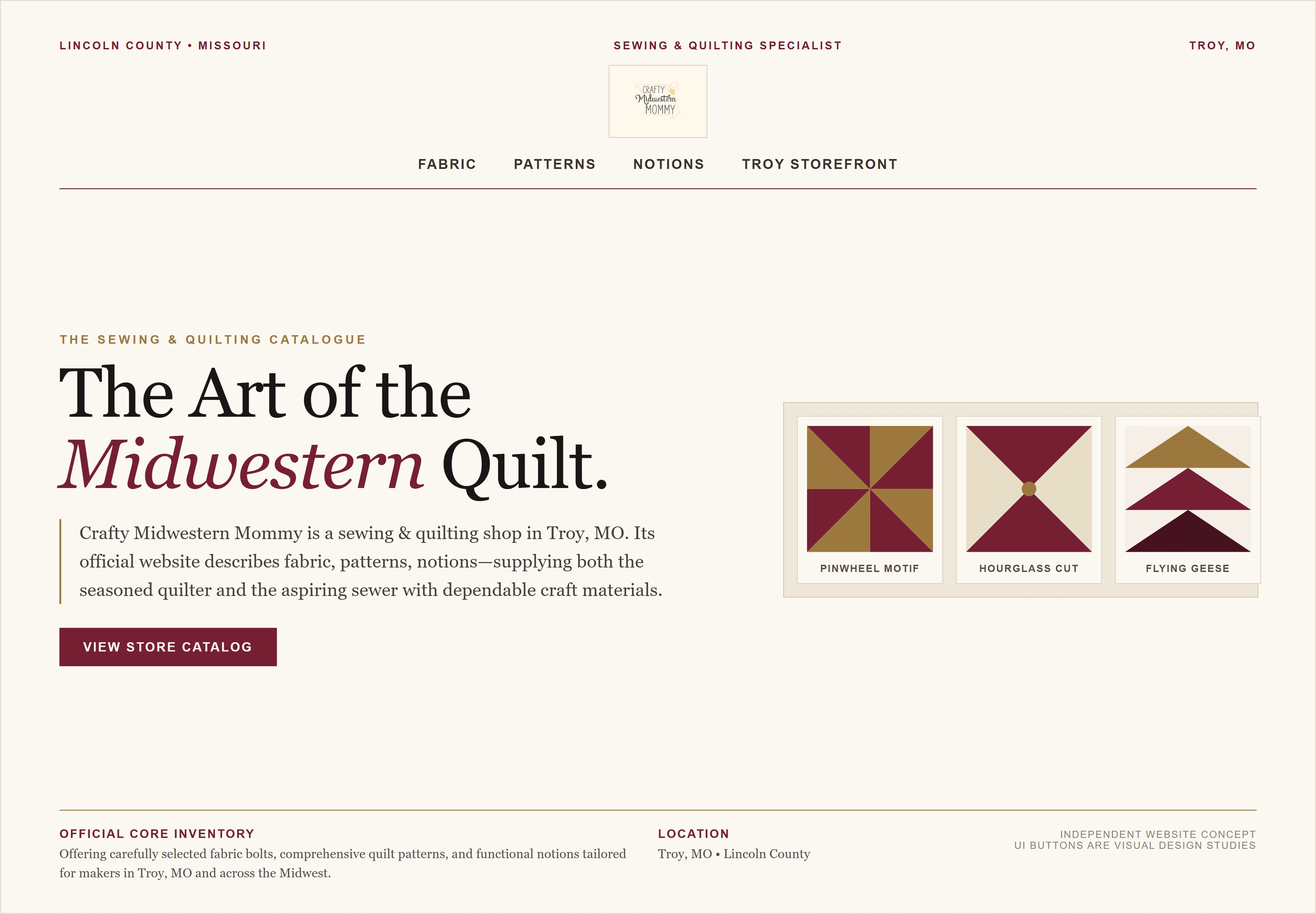 Crafty Midwestern Mommy, individual website design concept D