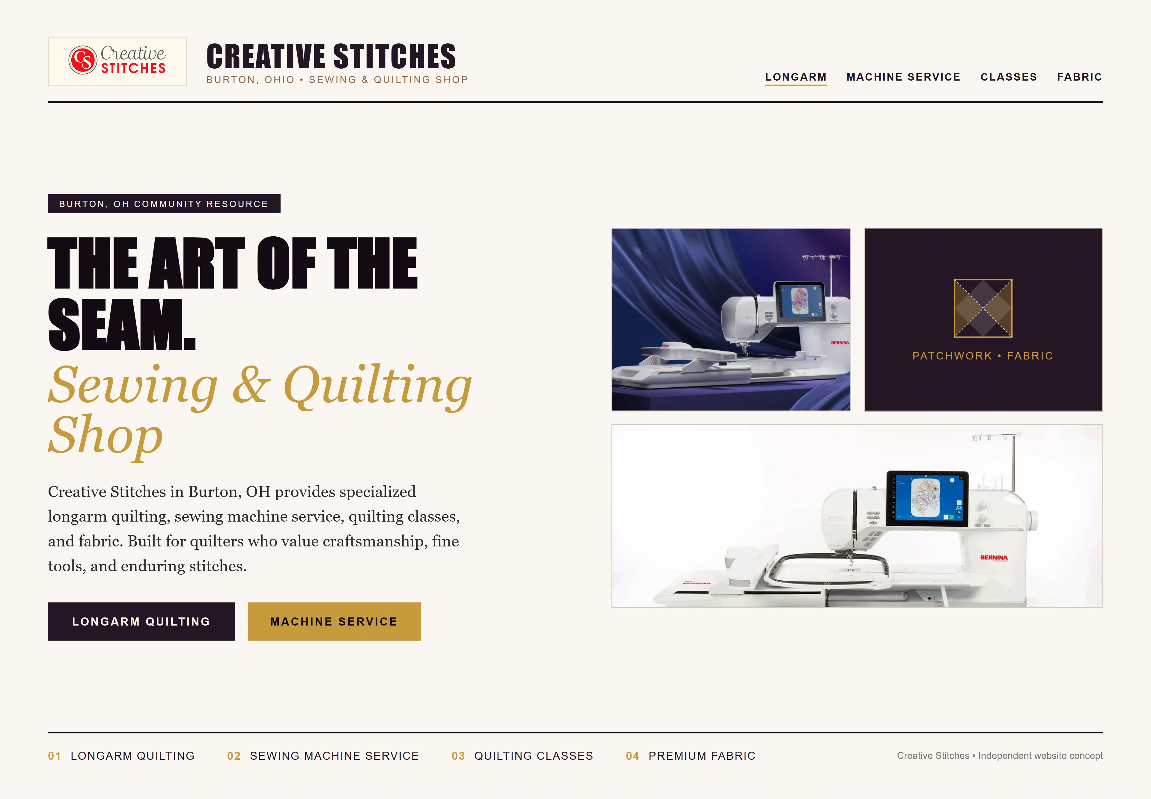 Creative Stitches, individual website design concept C