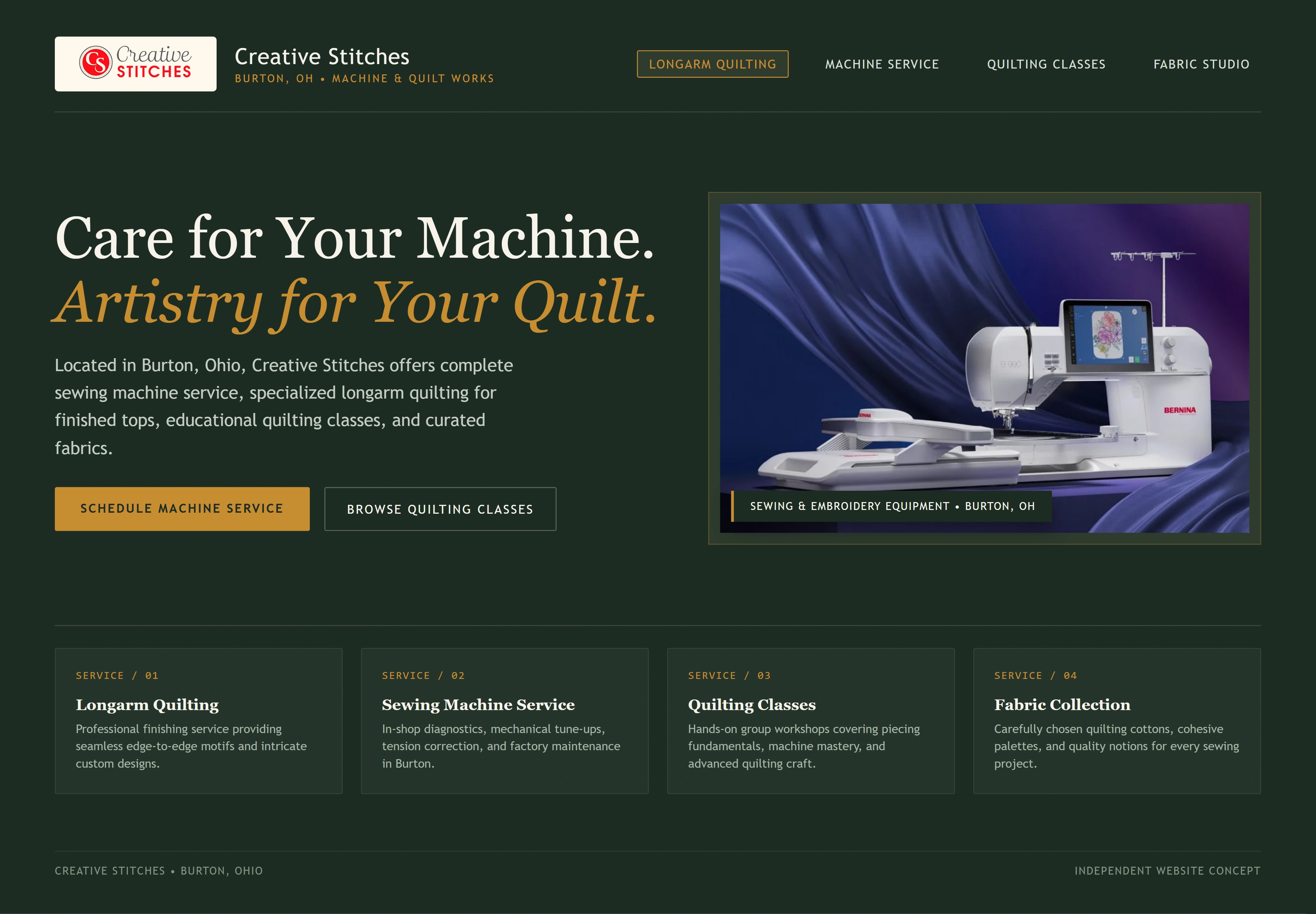 Creative Stitches, individual website design concept D