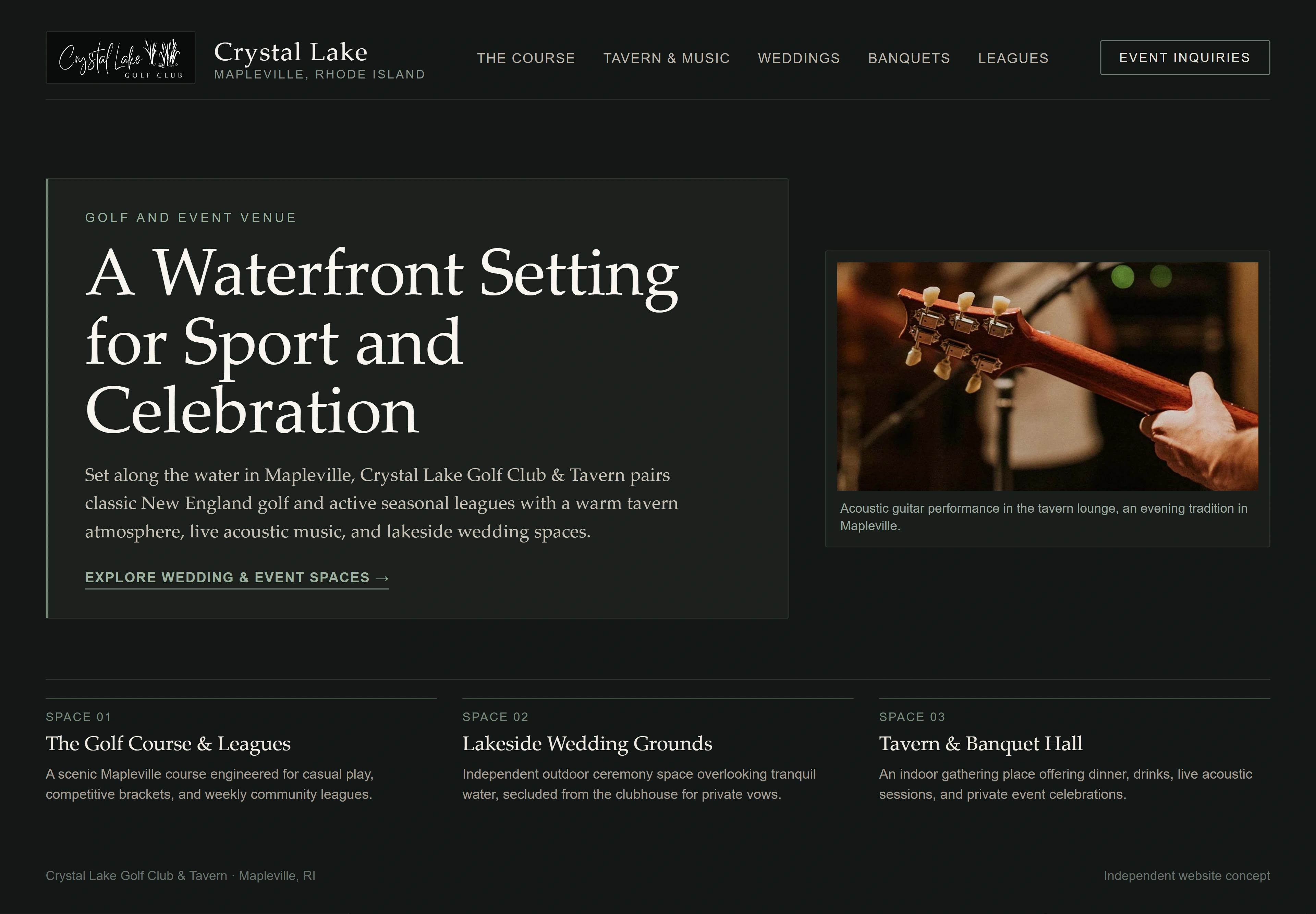 Crystal Lake Golf Club & Tavern, individual website design concept D