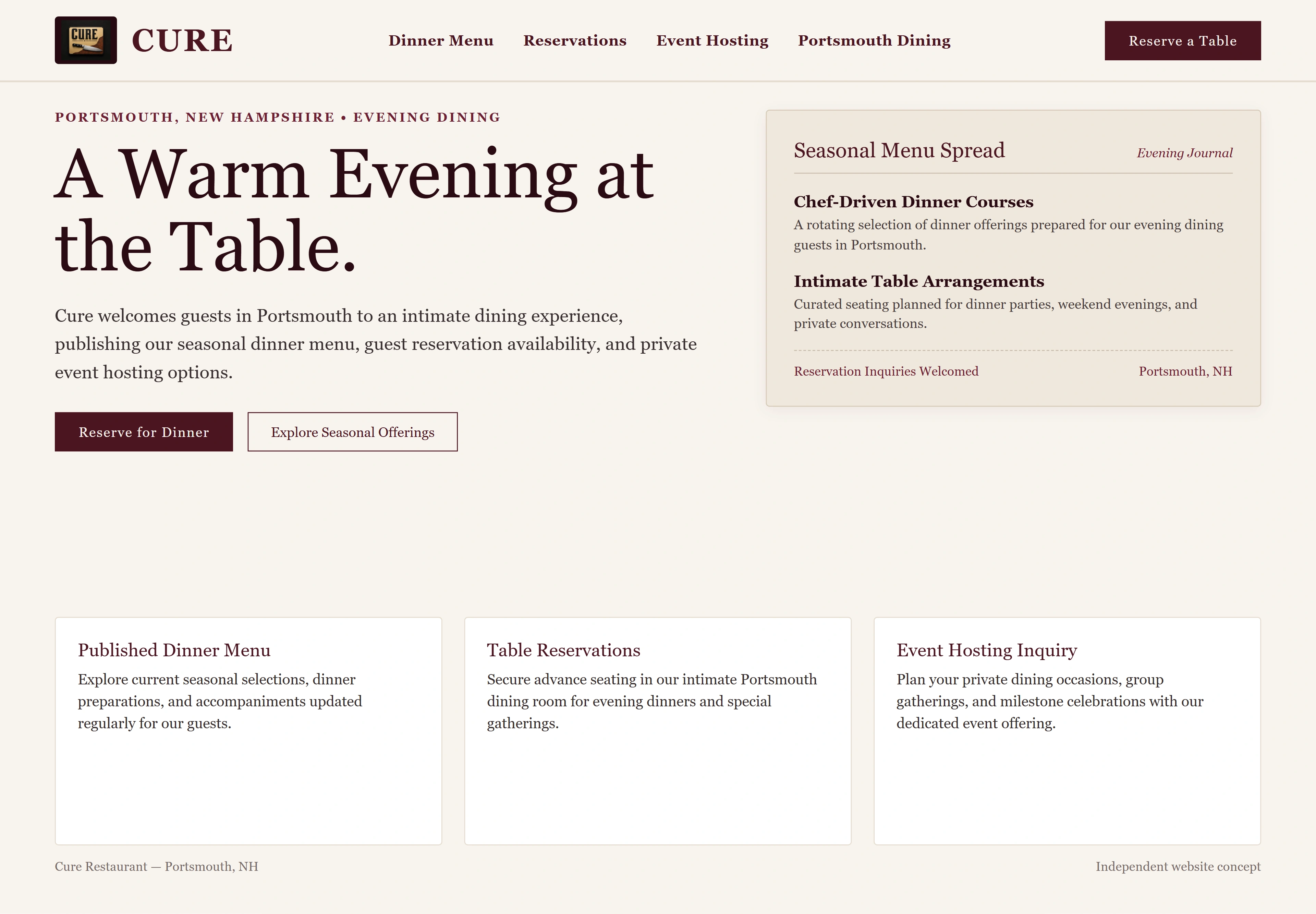 Cure, individual website design concept A