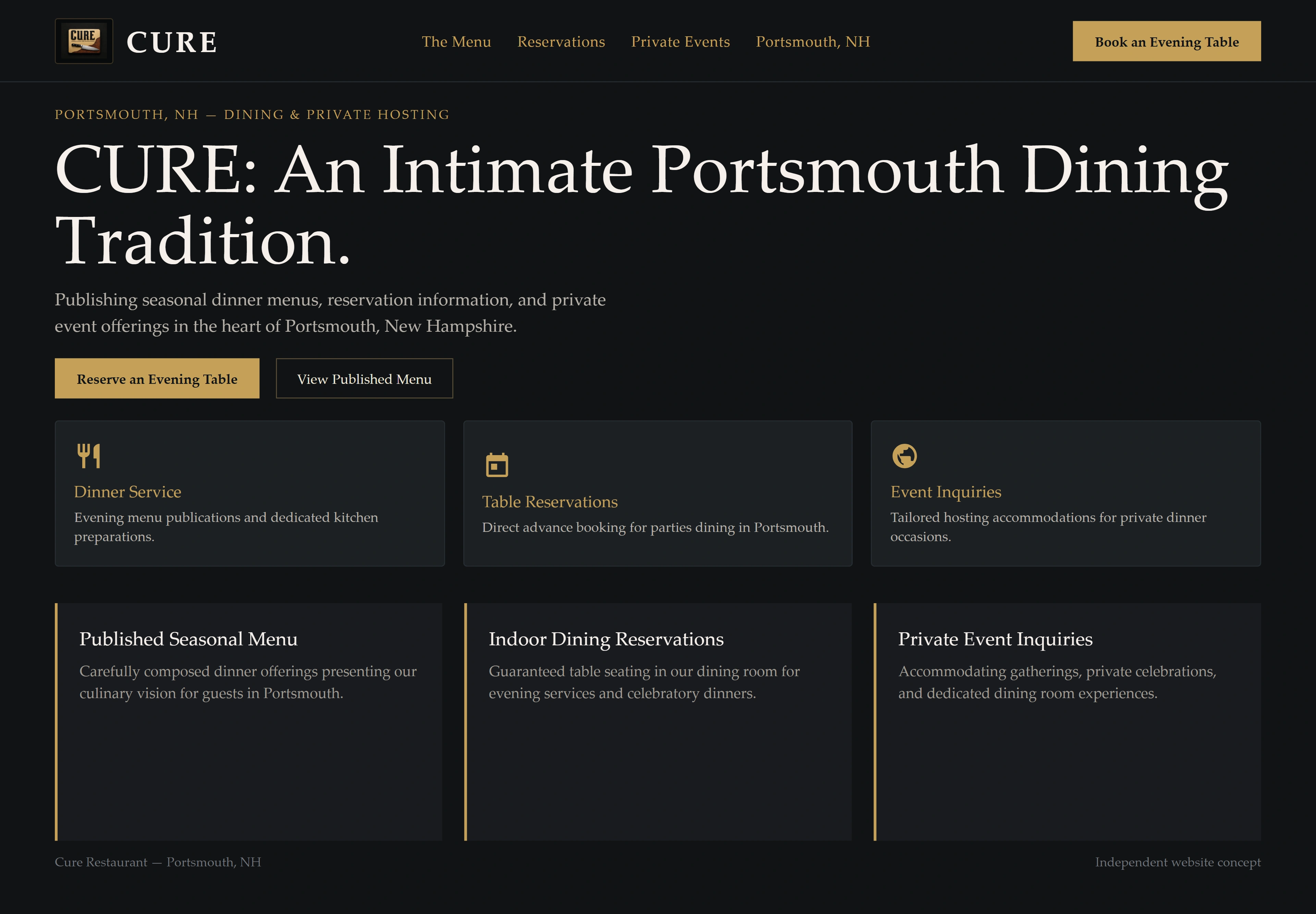 Cure, individual website design concept B