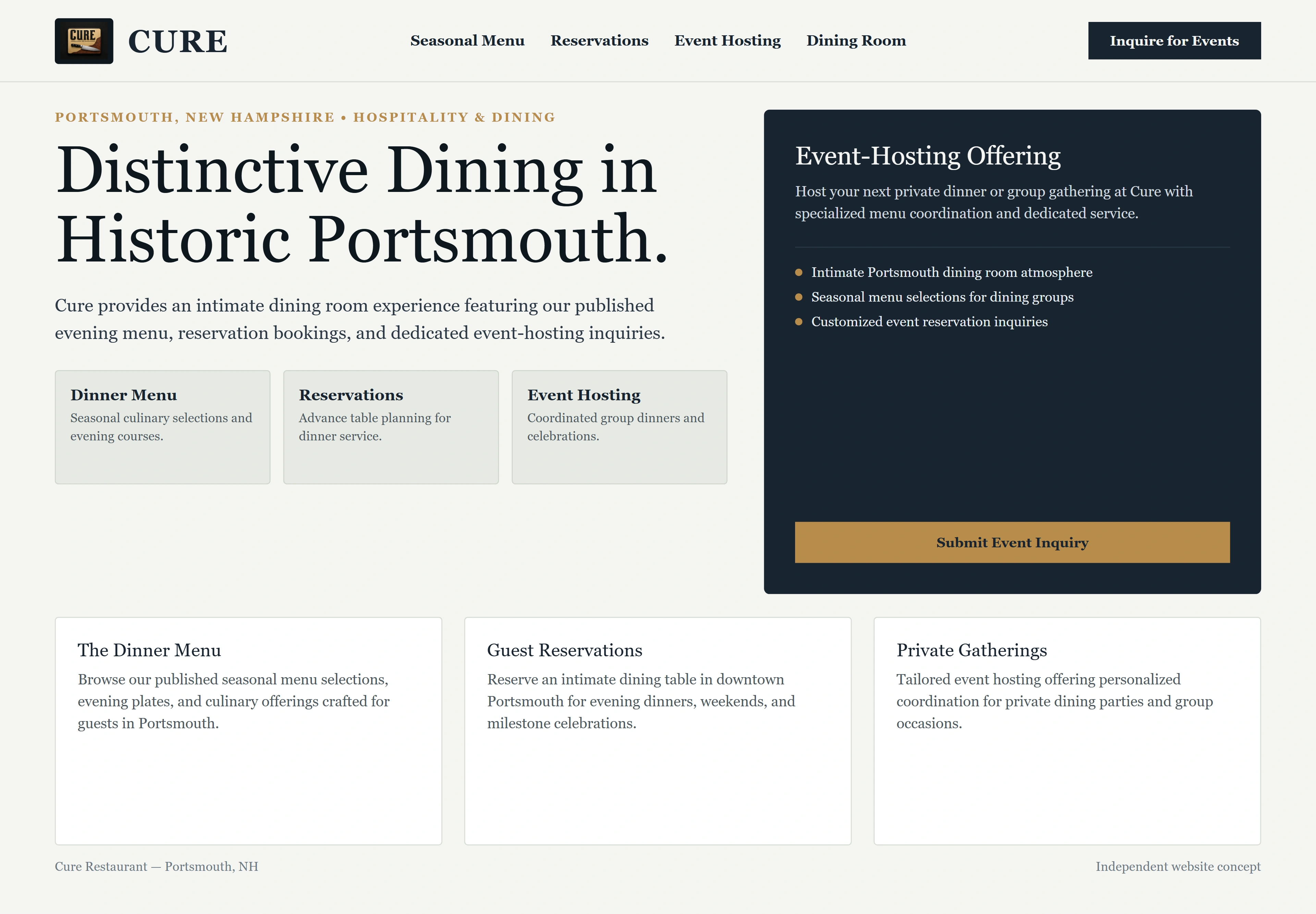 Cure, individual website design concept C