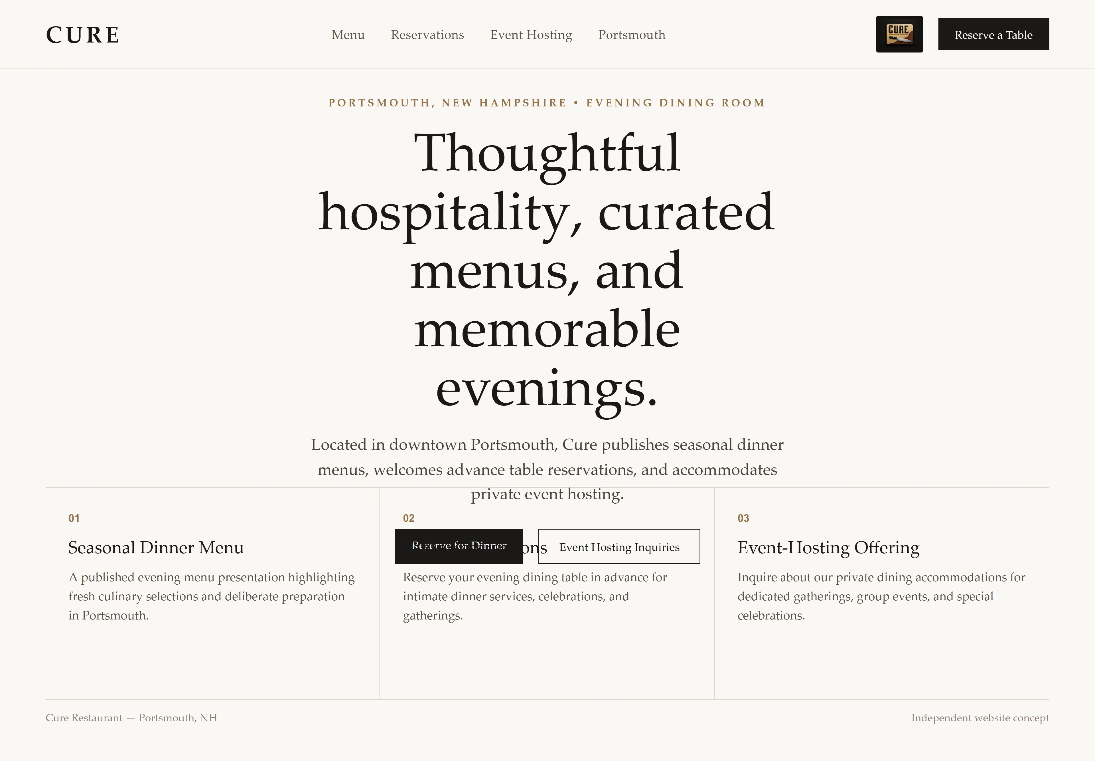 Cure, individual website design concept D