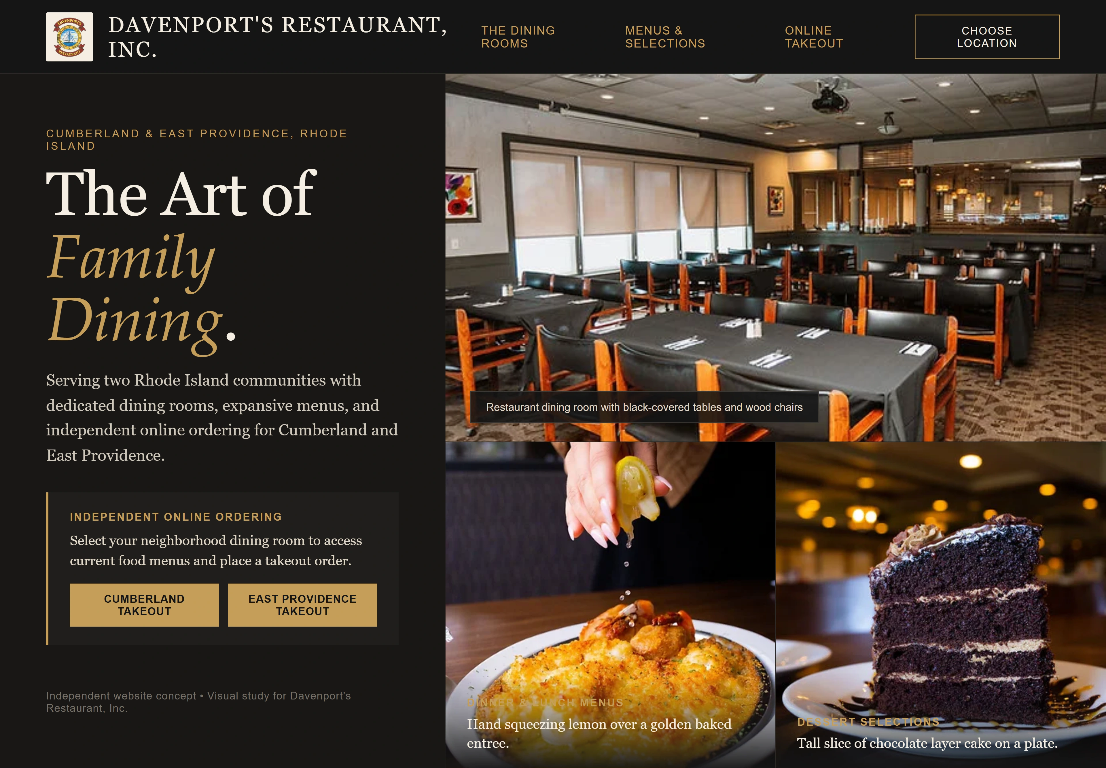 Davenport's Restaurant, Inc., individual website design concept D