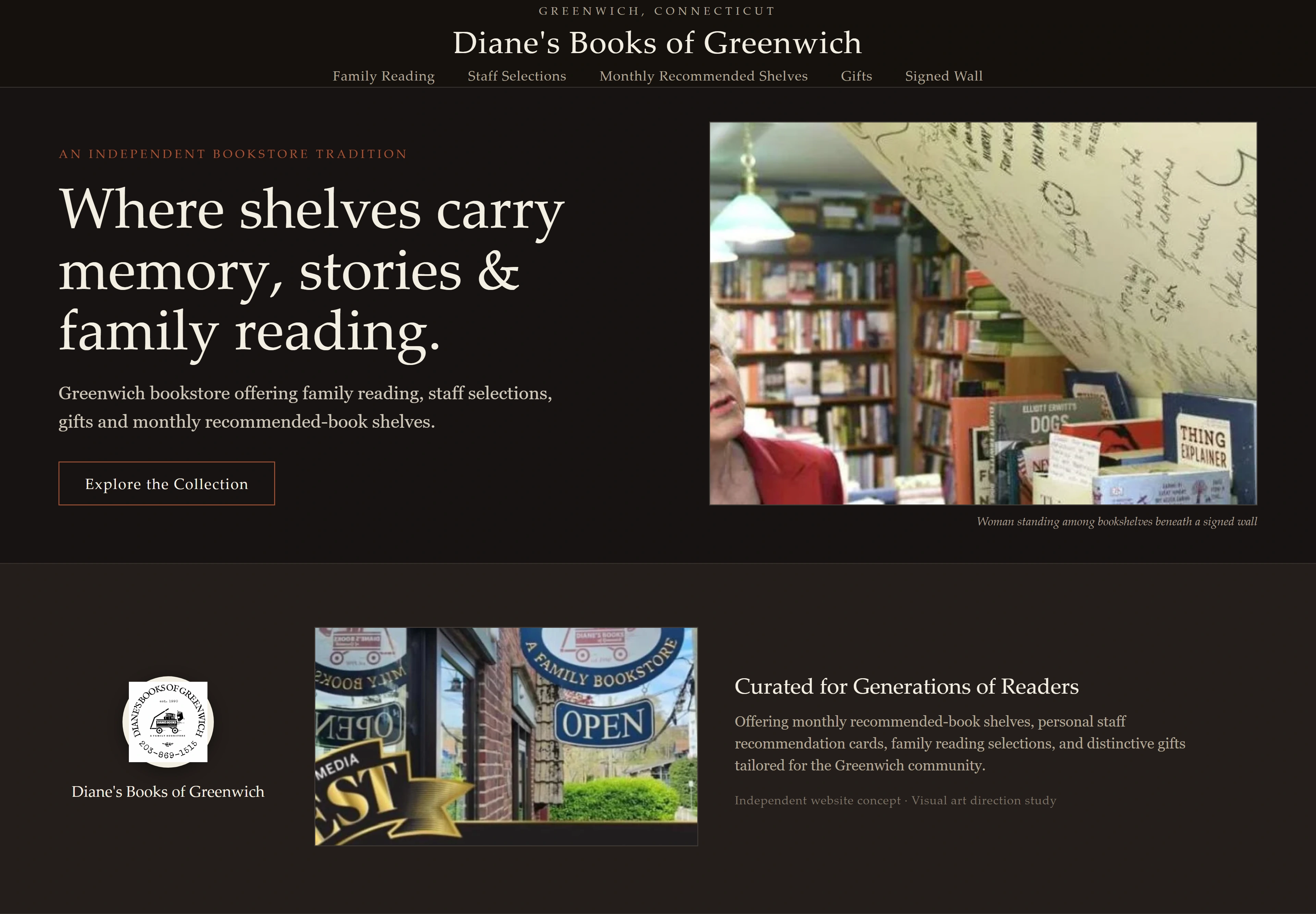 Diane's Books of Greenwich, individual website design concept D