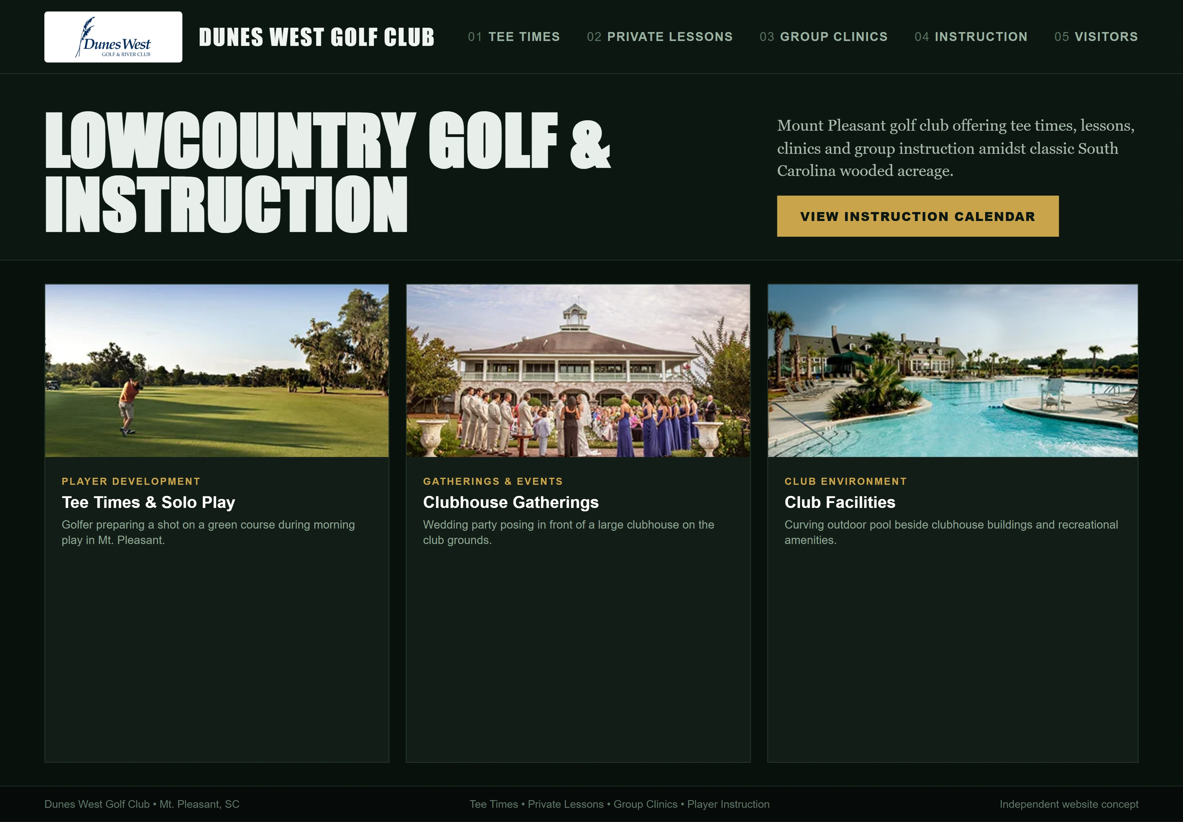 Dunes West Golf Club, individual website design concept B