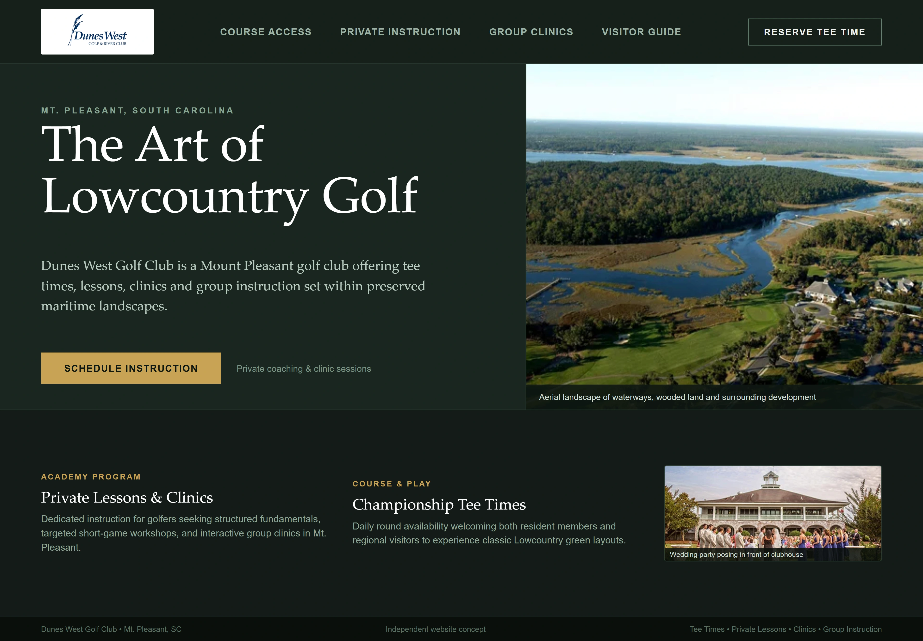 Dunes West Golf Club, individual website design concept D