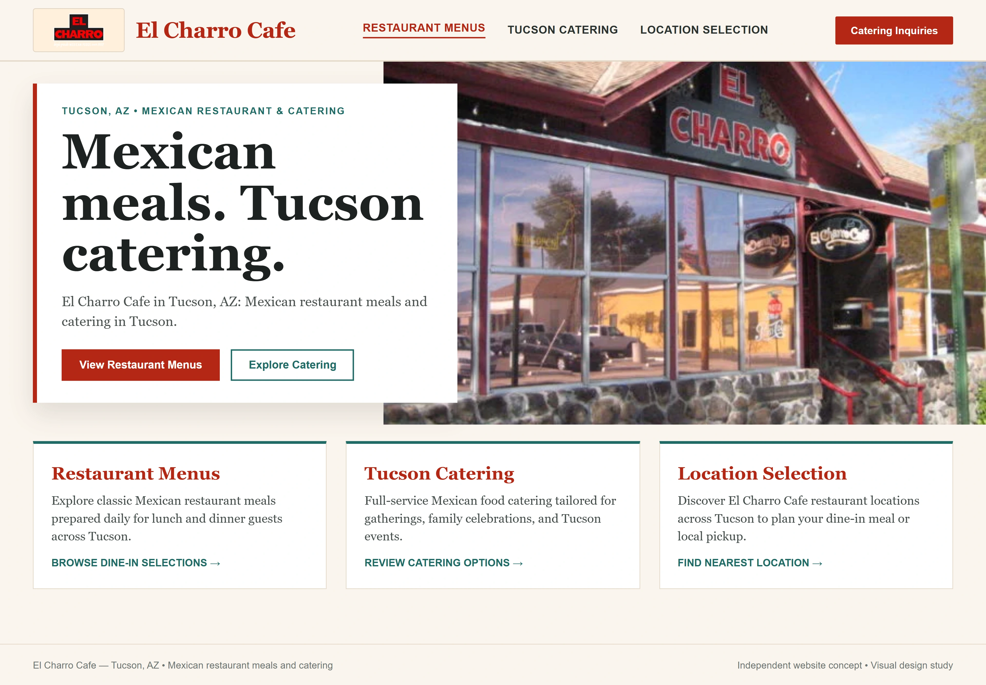 El Charro Cafe, individual website design concept A