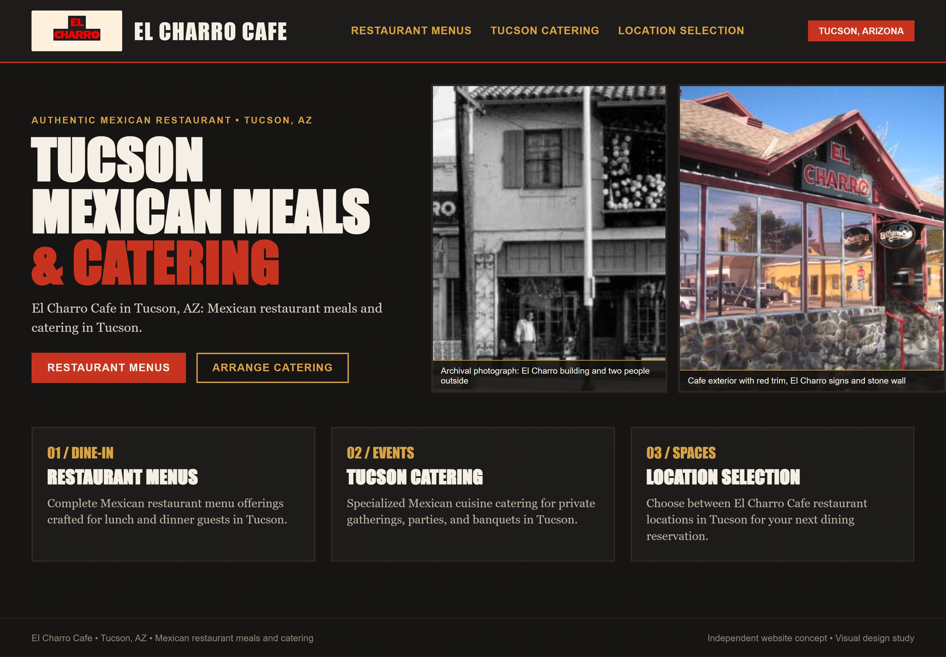 El Charro Cafe, individual website design concept B