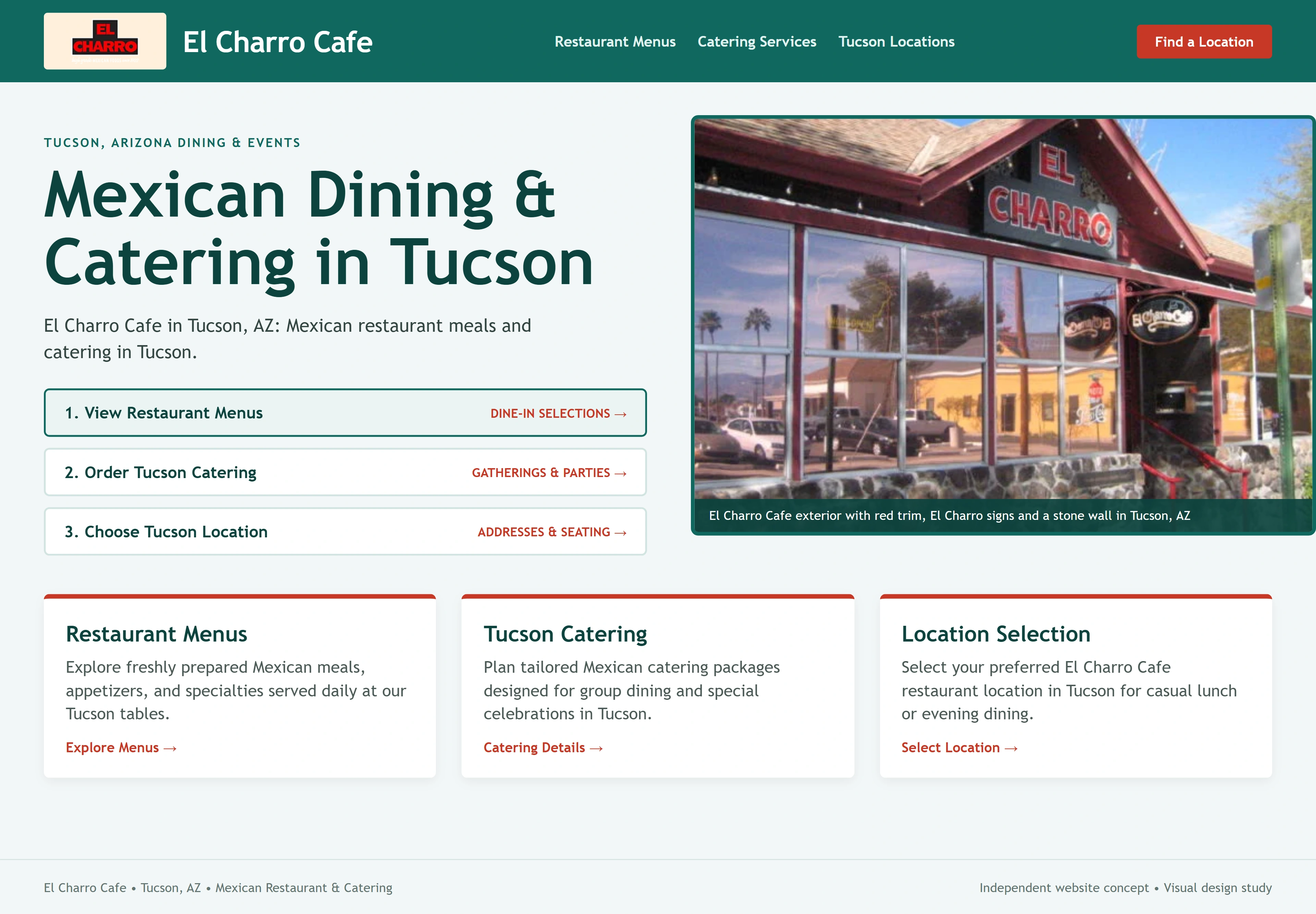 El Charro Cafe, individual website design concept C