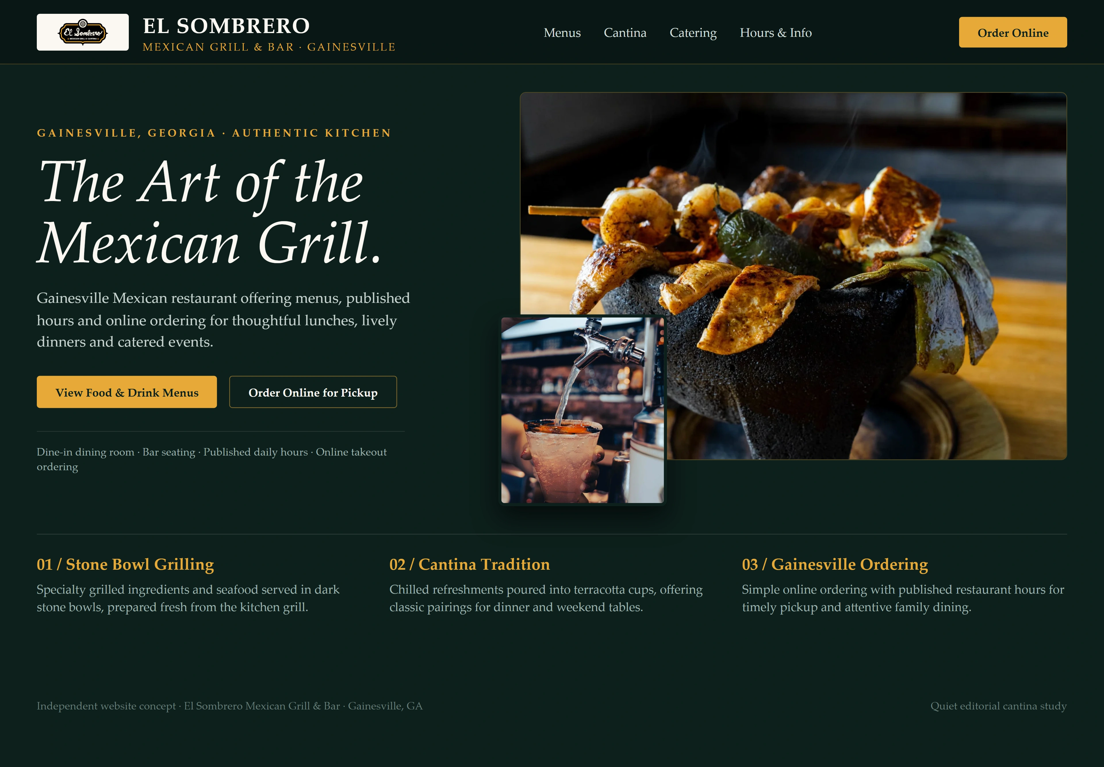 El Sombrero Mexican Grill & Bar, individual website design concept D