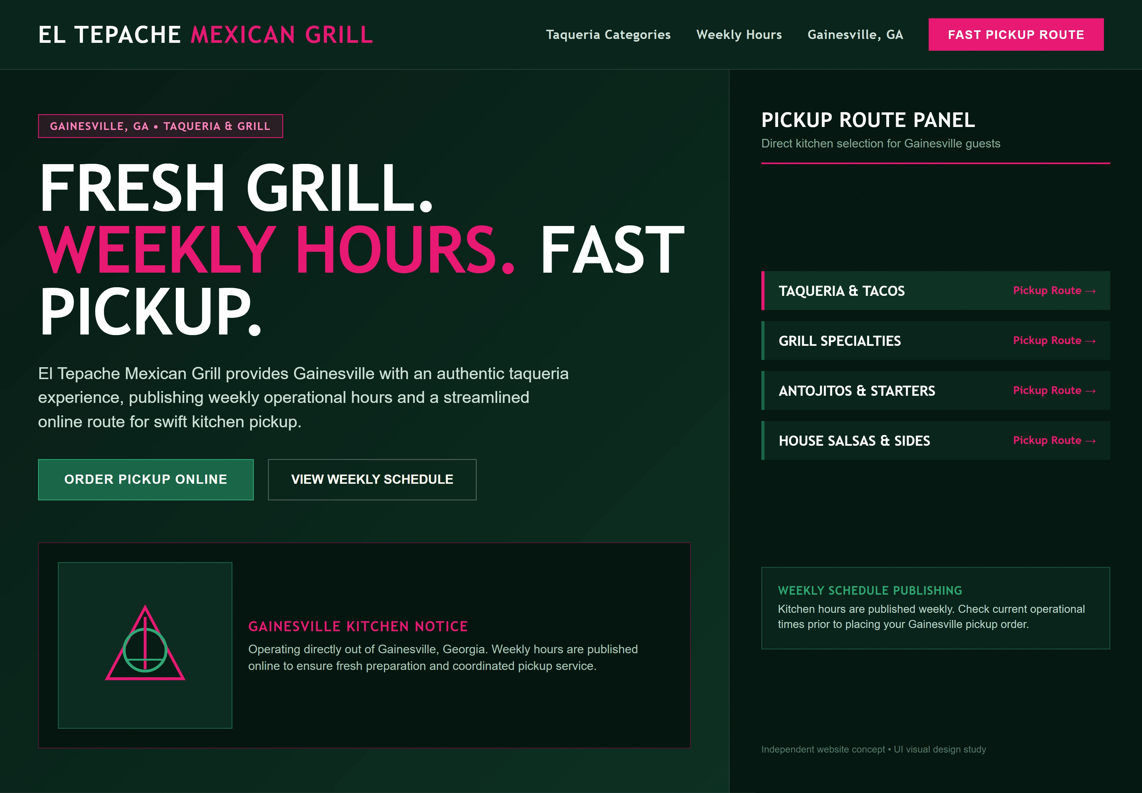 El Tepache Mexican Grill, individual website design concept A