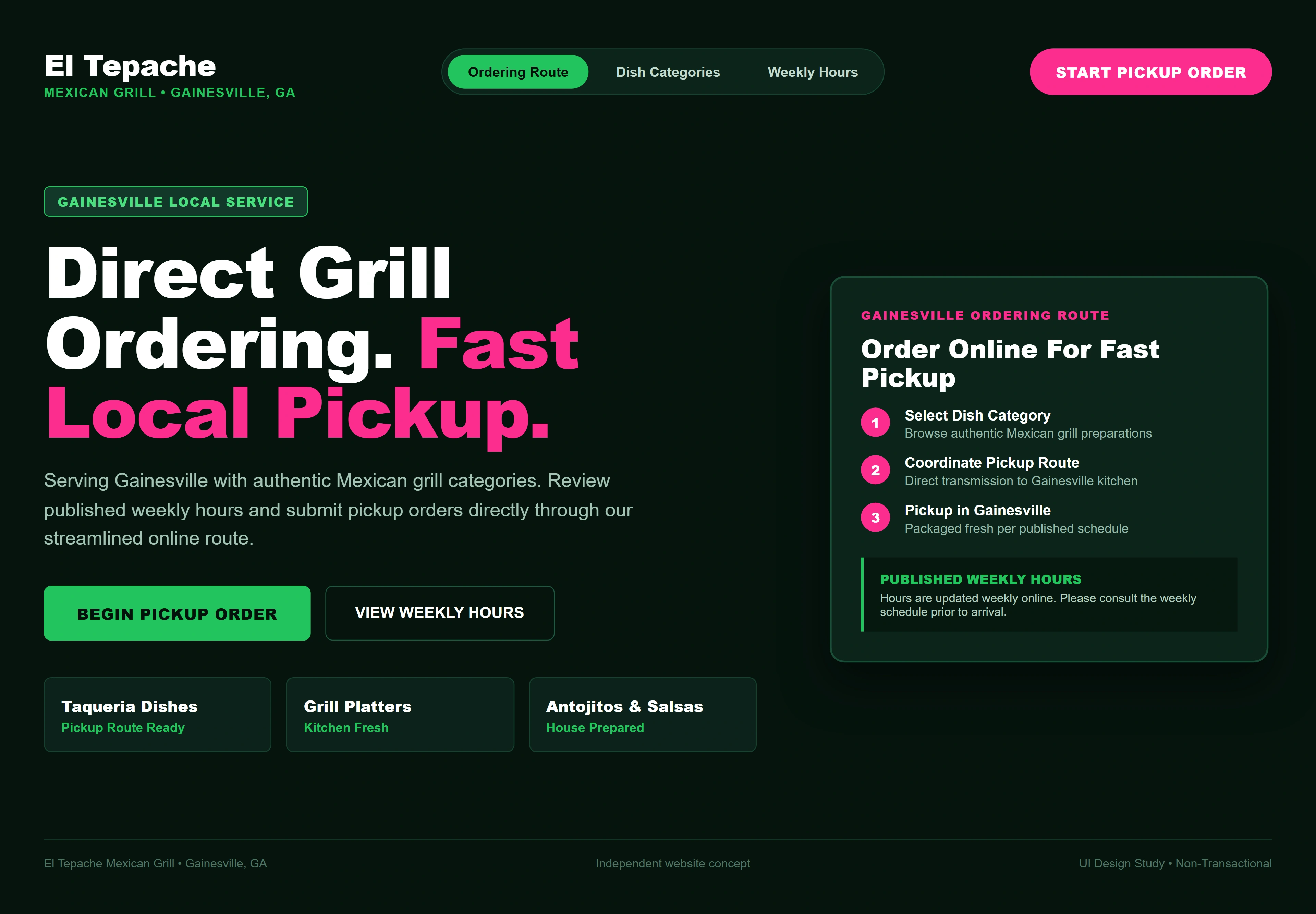 El Tepache Mexican Grill, individual website design concept C