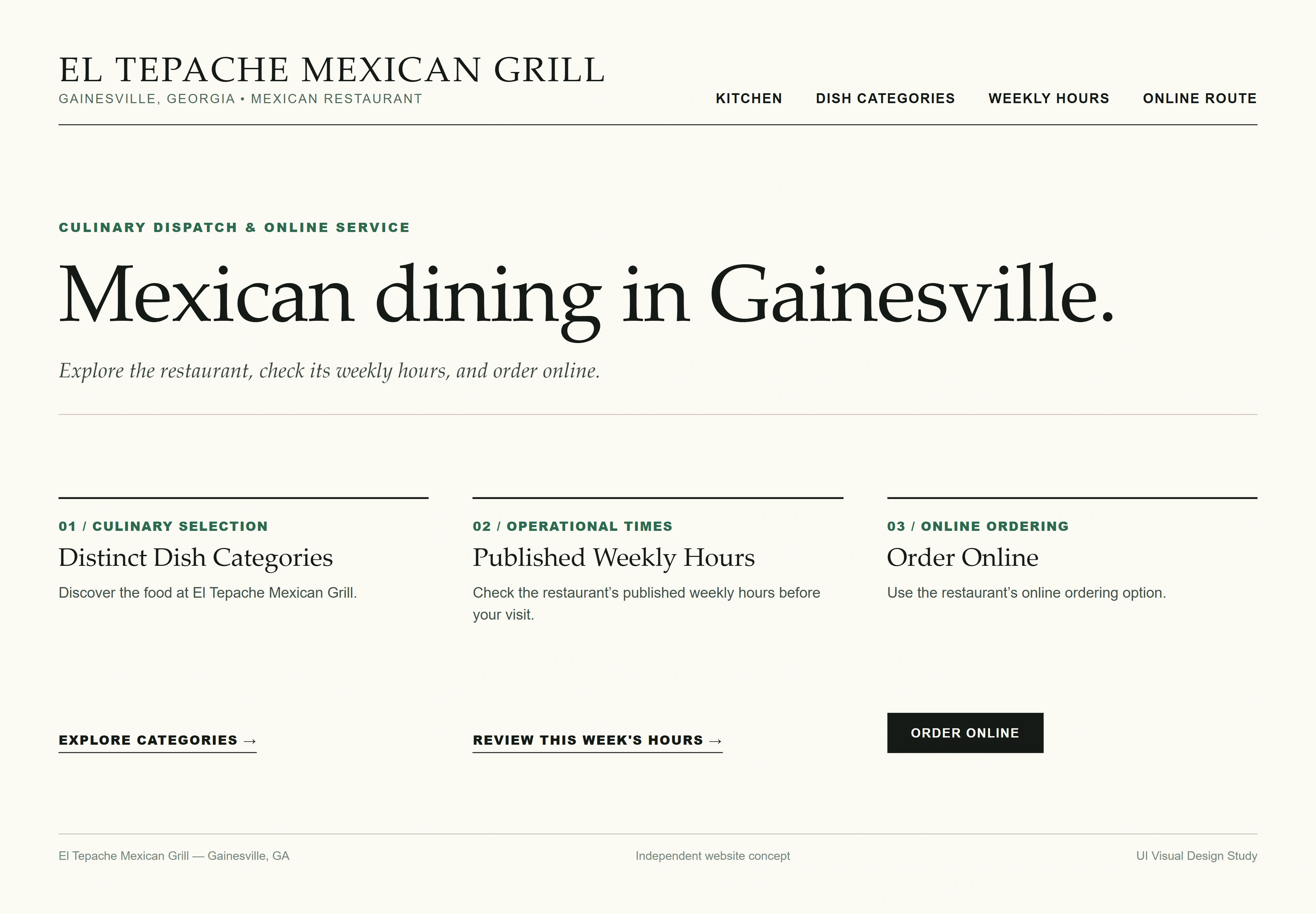 El Tepache Mexican Grill, individual website design concept D