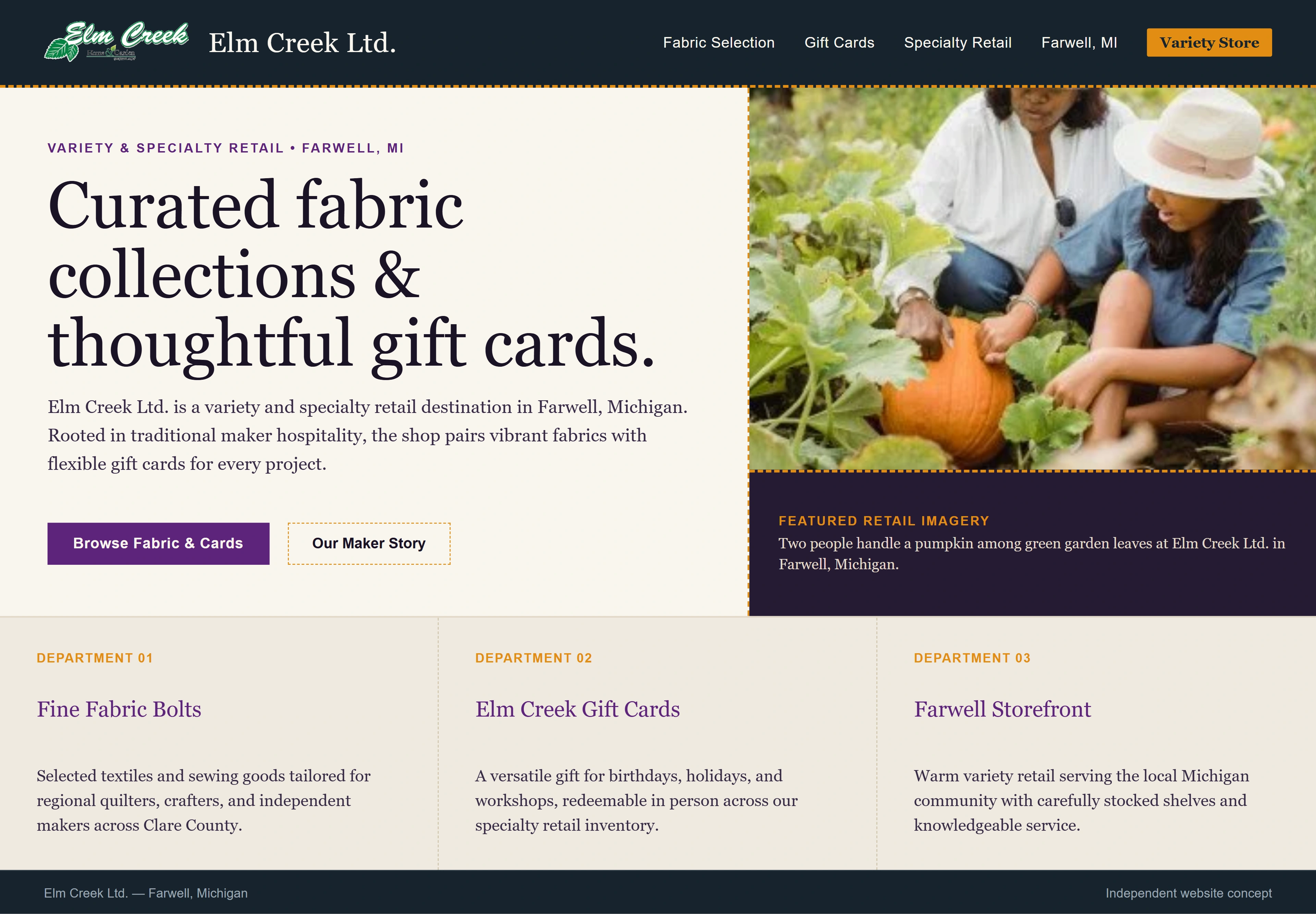 Elm Creek Ltd., individual website design concept A