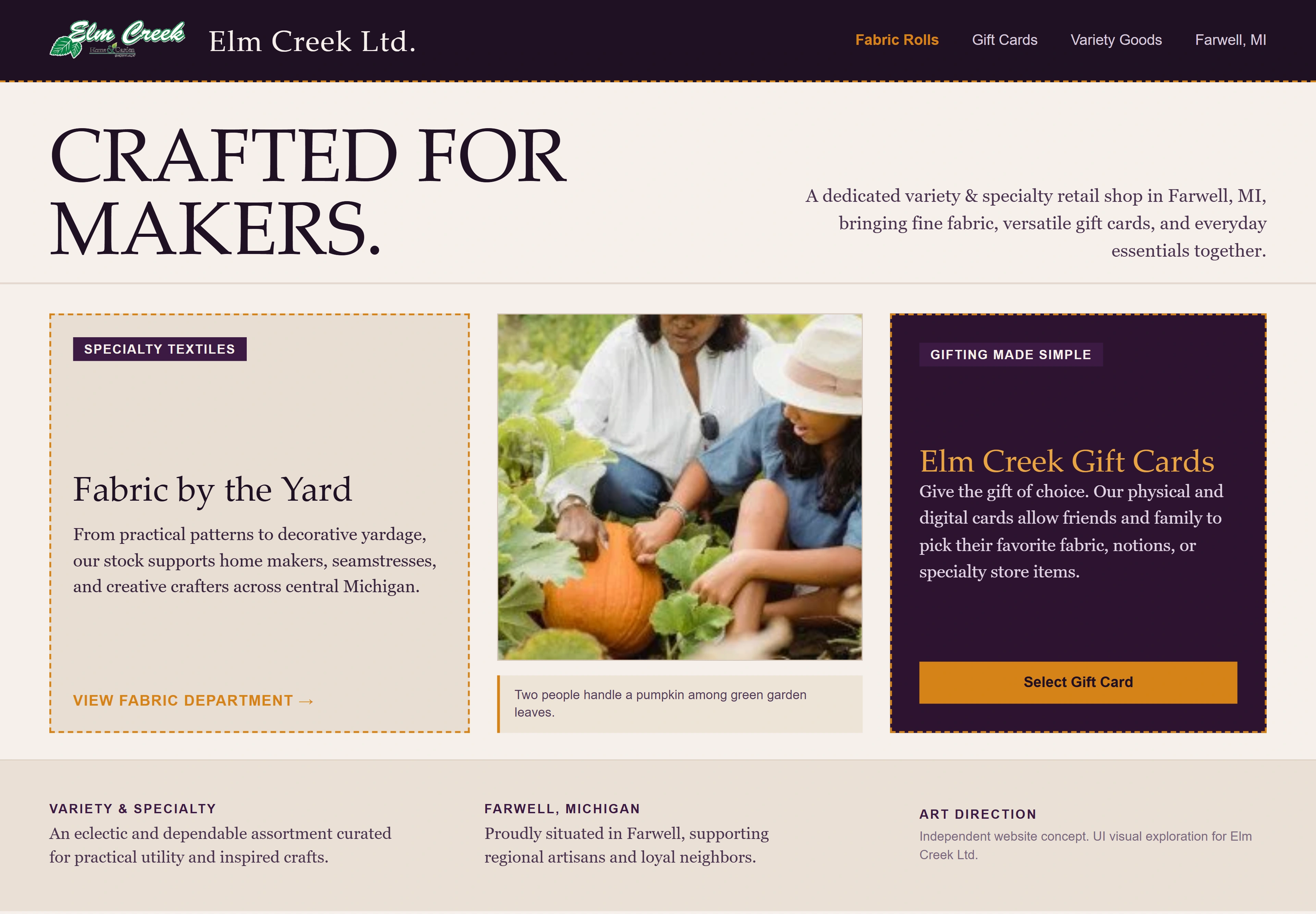Elm Creek Ltd., individual website design concept B