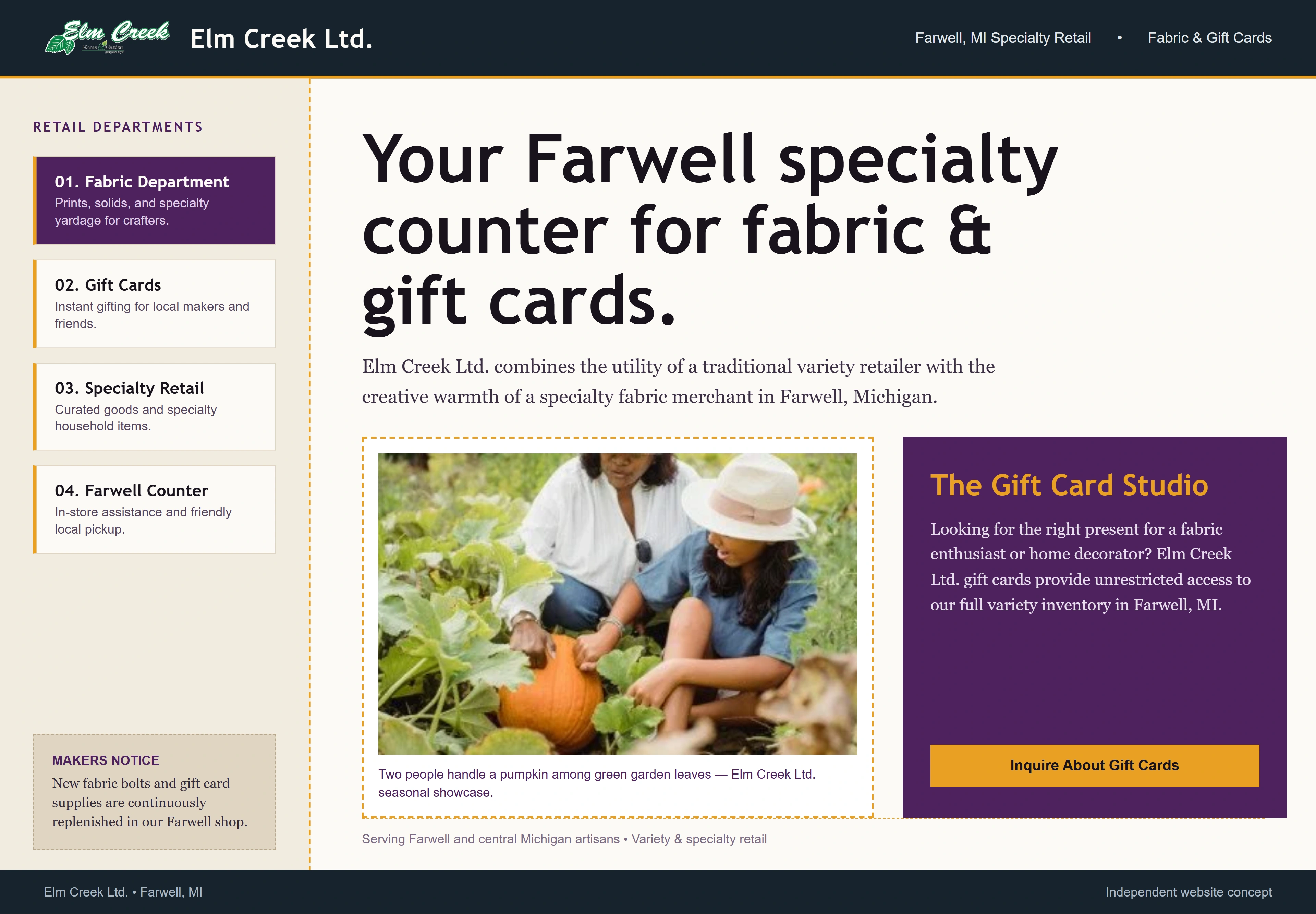 Elm Creek Ltd., individual website design concept C
