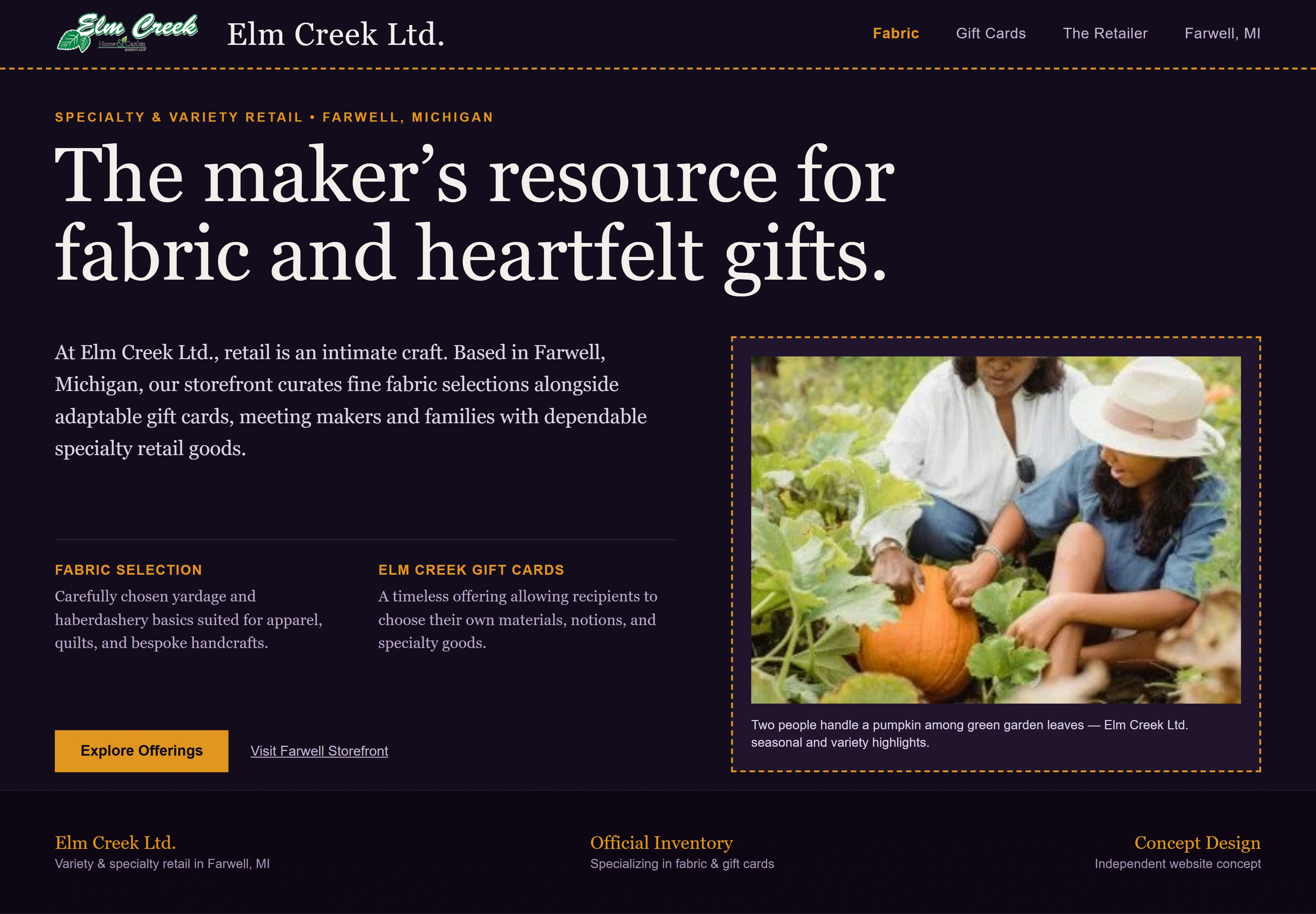Elm Creek Ltd., individual website design concept D