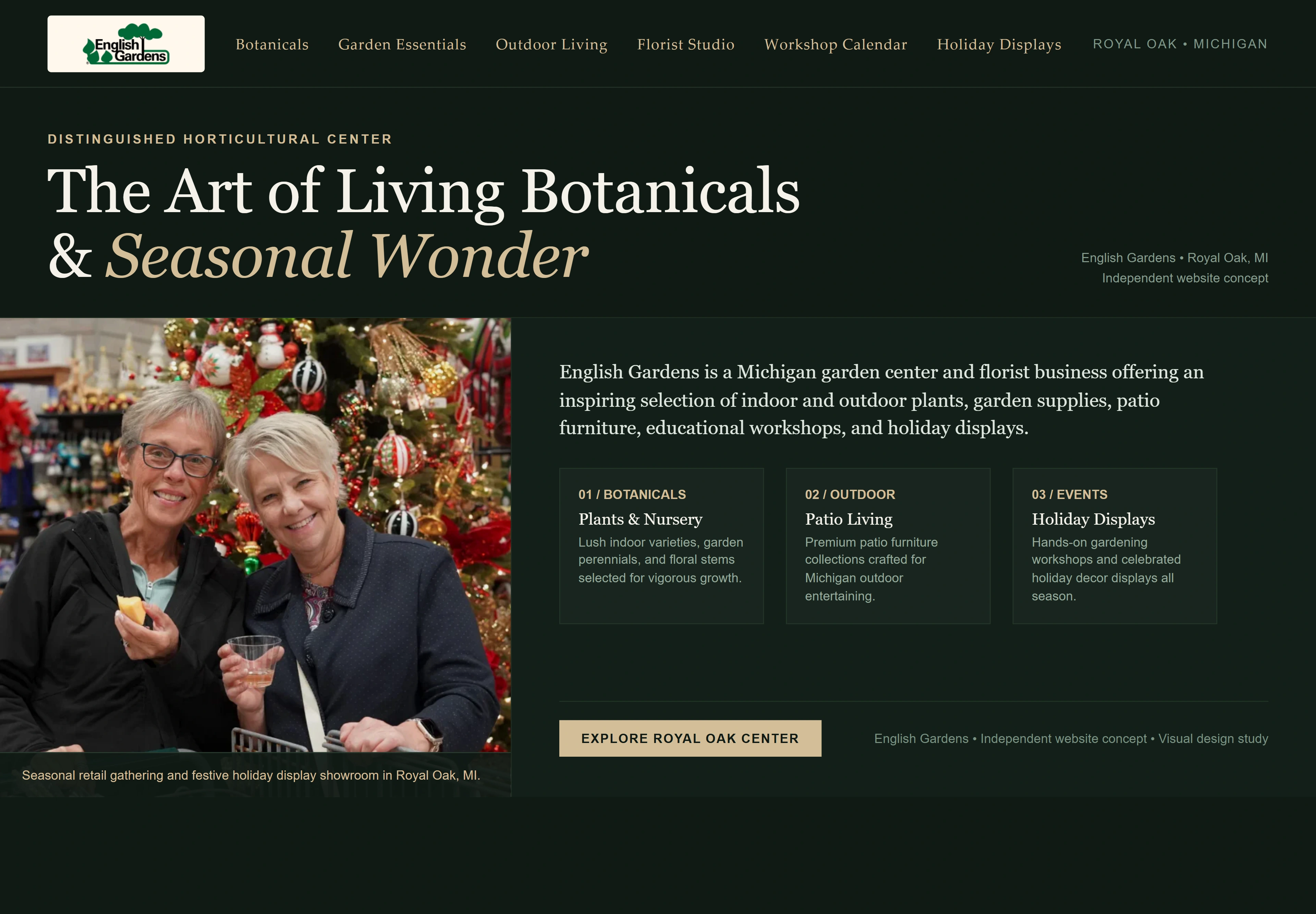 English Gardens, individual website design concept D