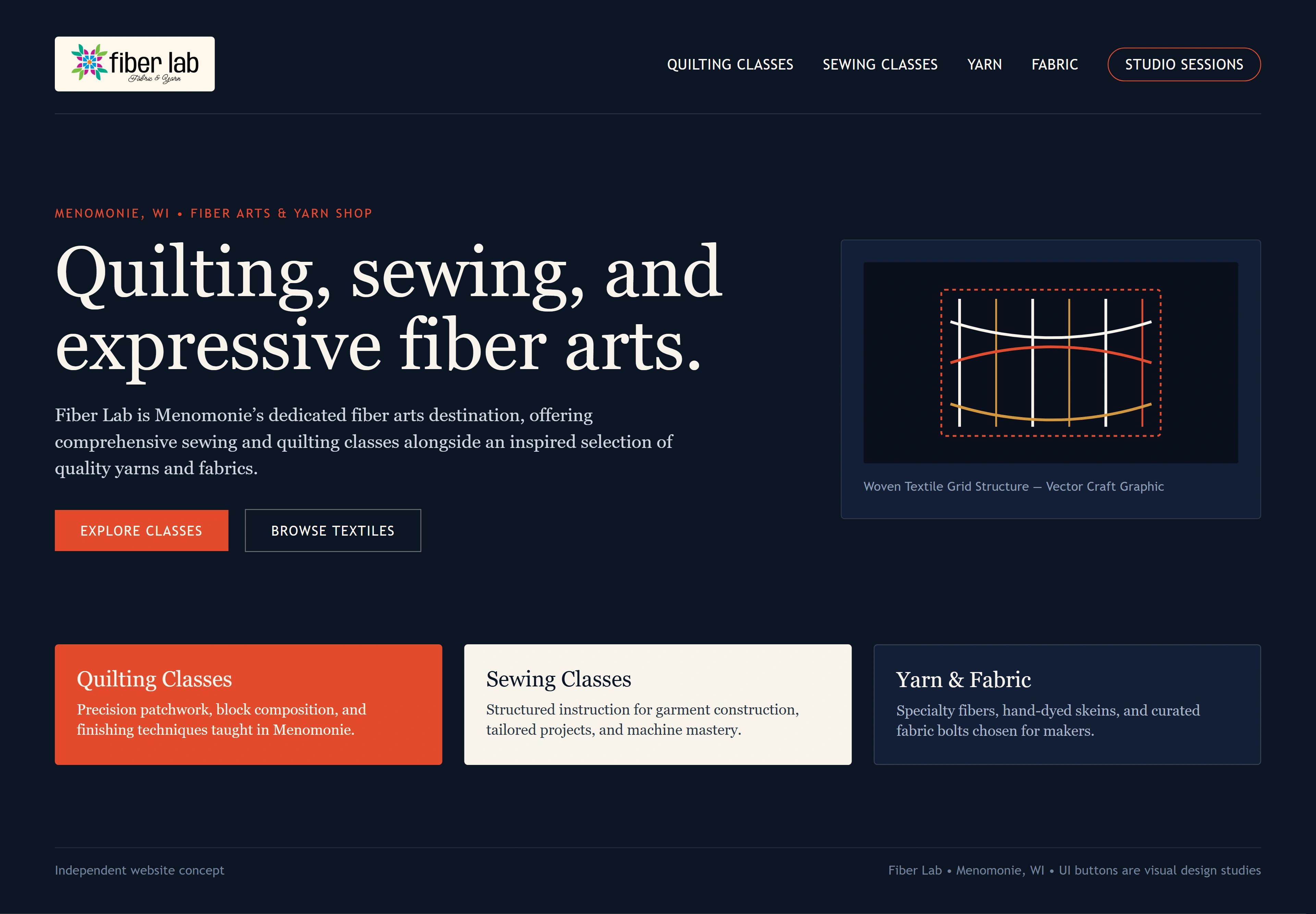 Fiber Lab, individual website design concept A