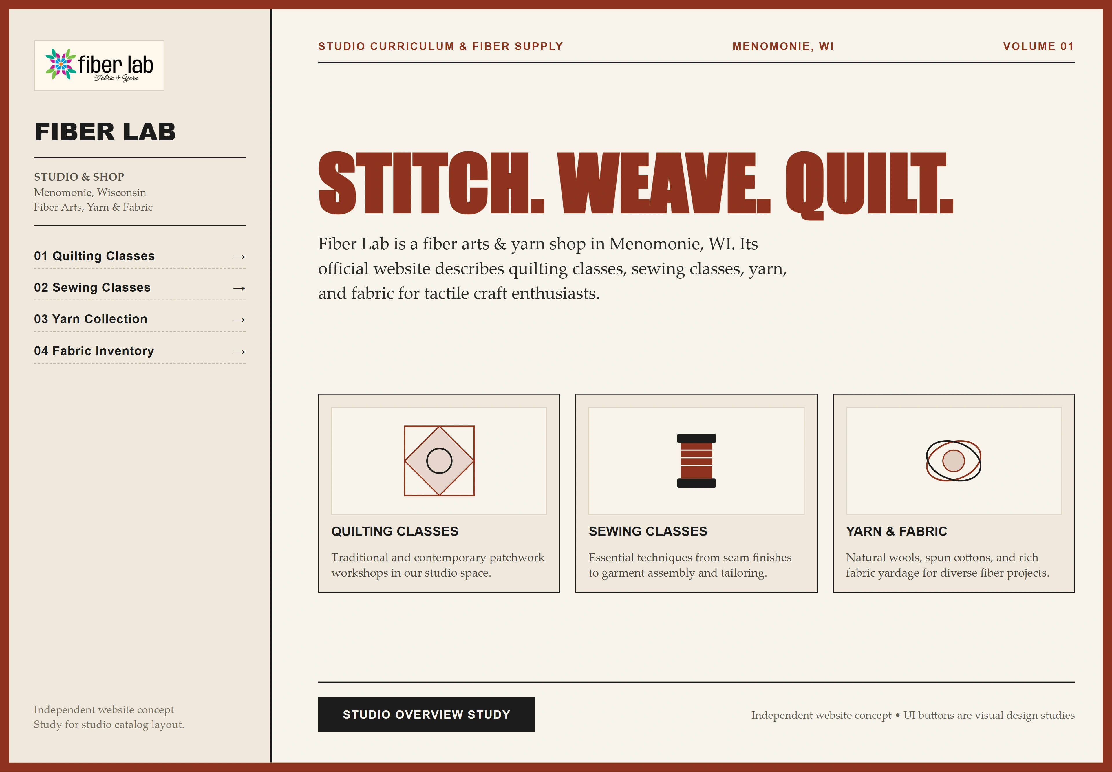 Fiber Lab, individual website design concept B