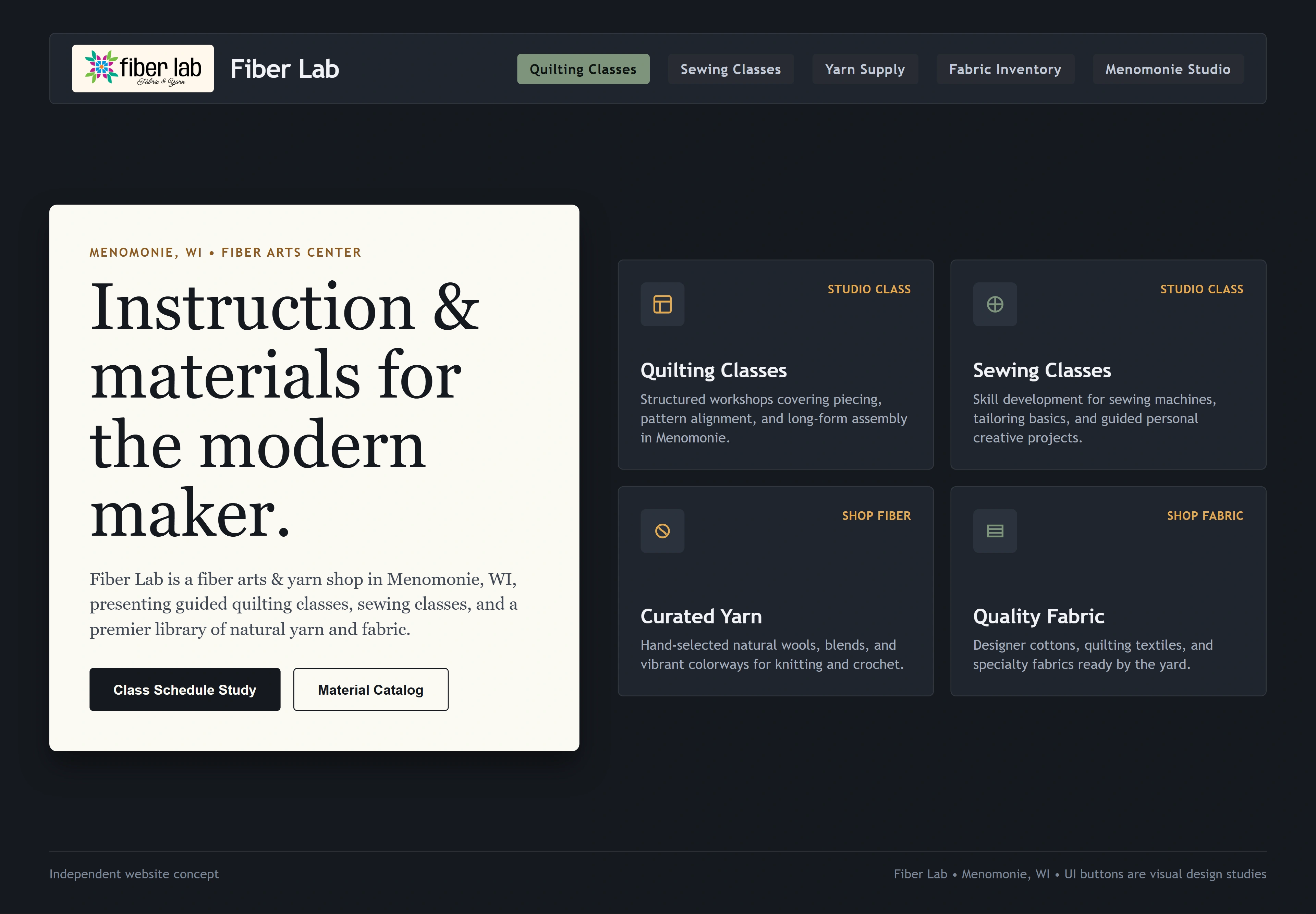 Fiber Lab, individual website design concept C
