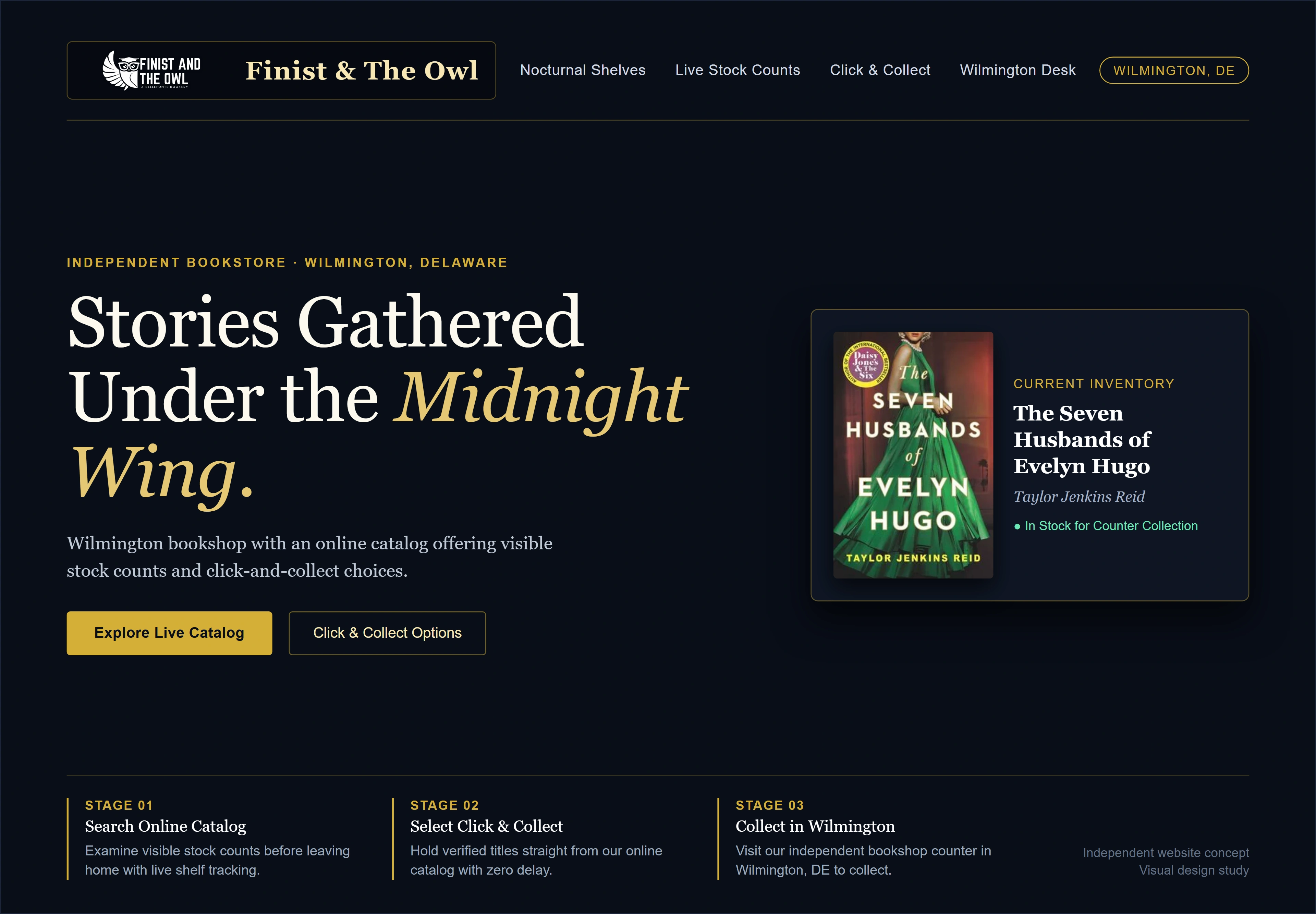 Finist & The Owl, individual website design concept A