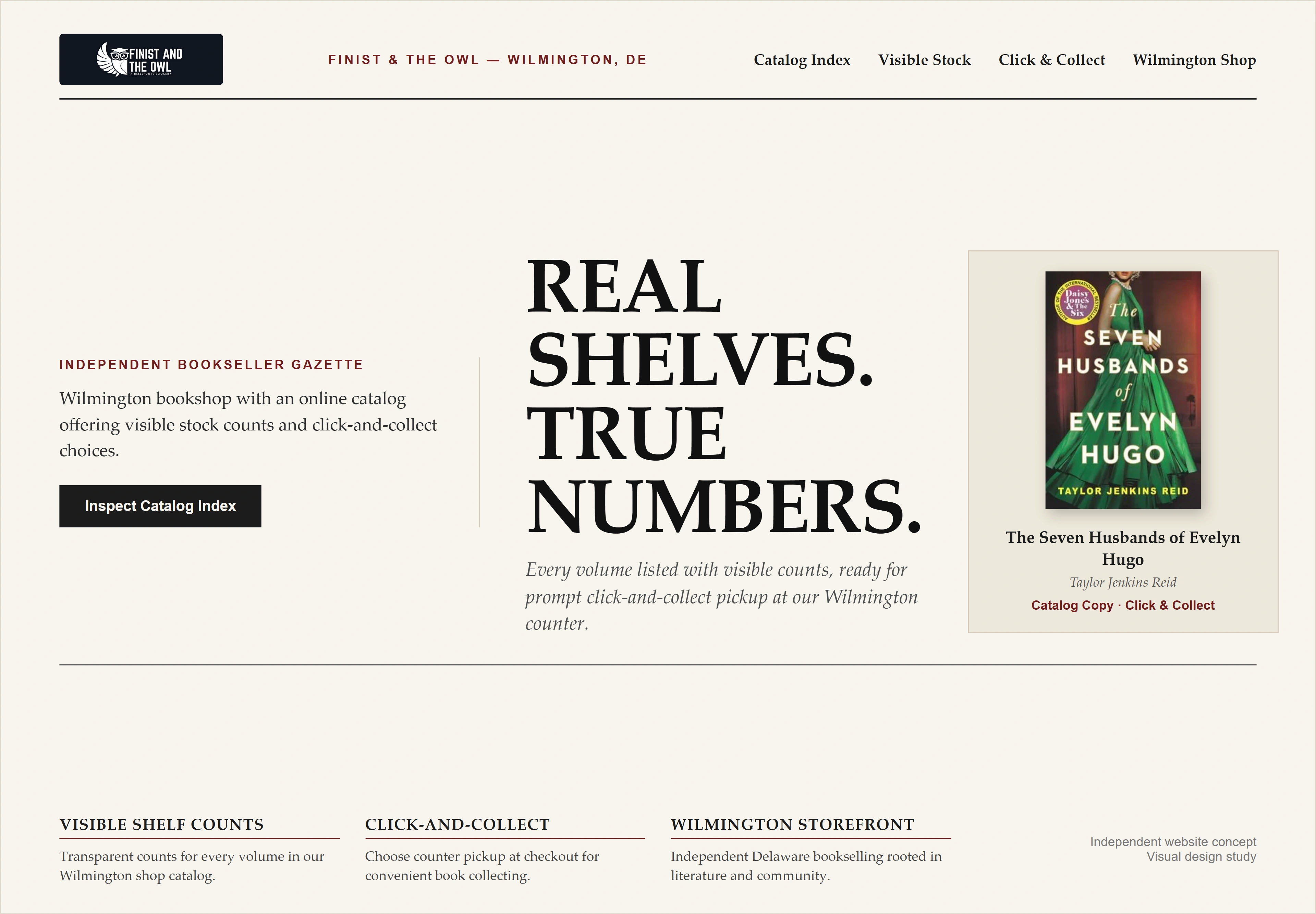 Finist & The Owl, individual website design concept B