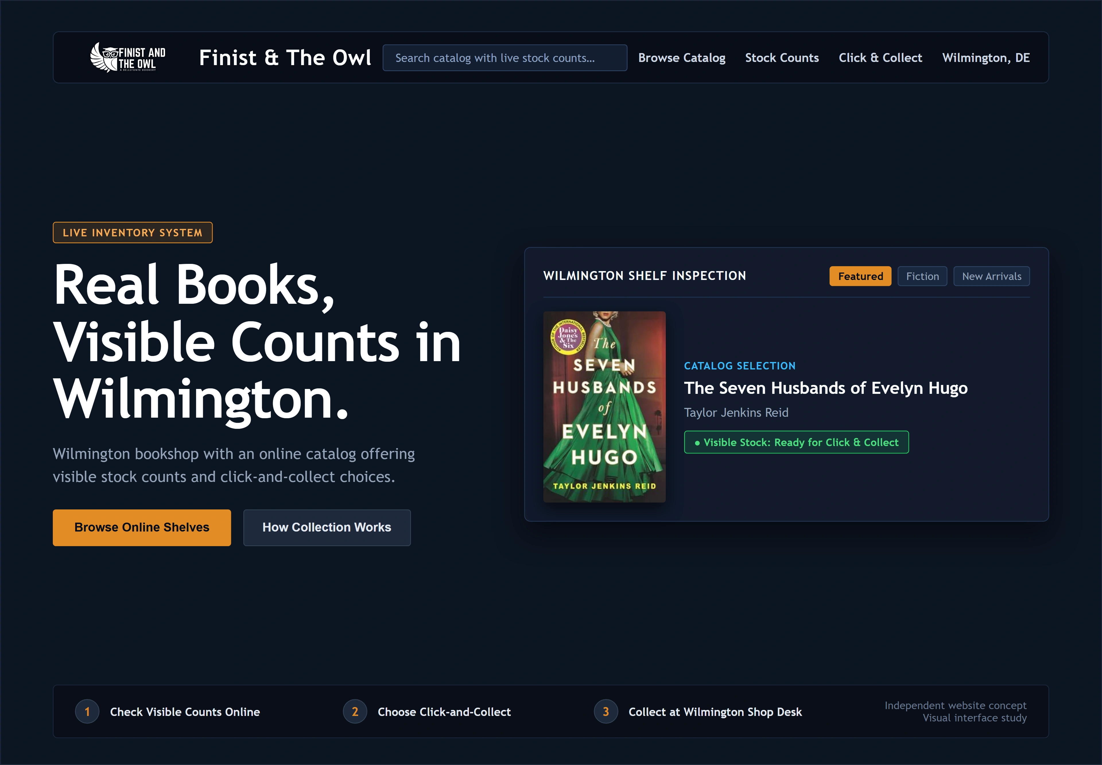 Finist & The Owl, individual website design concept C