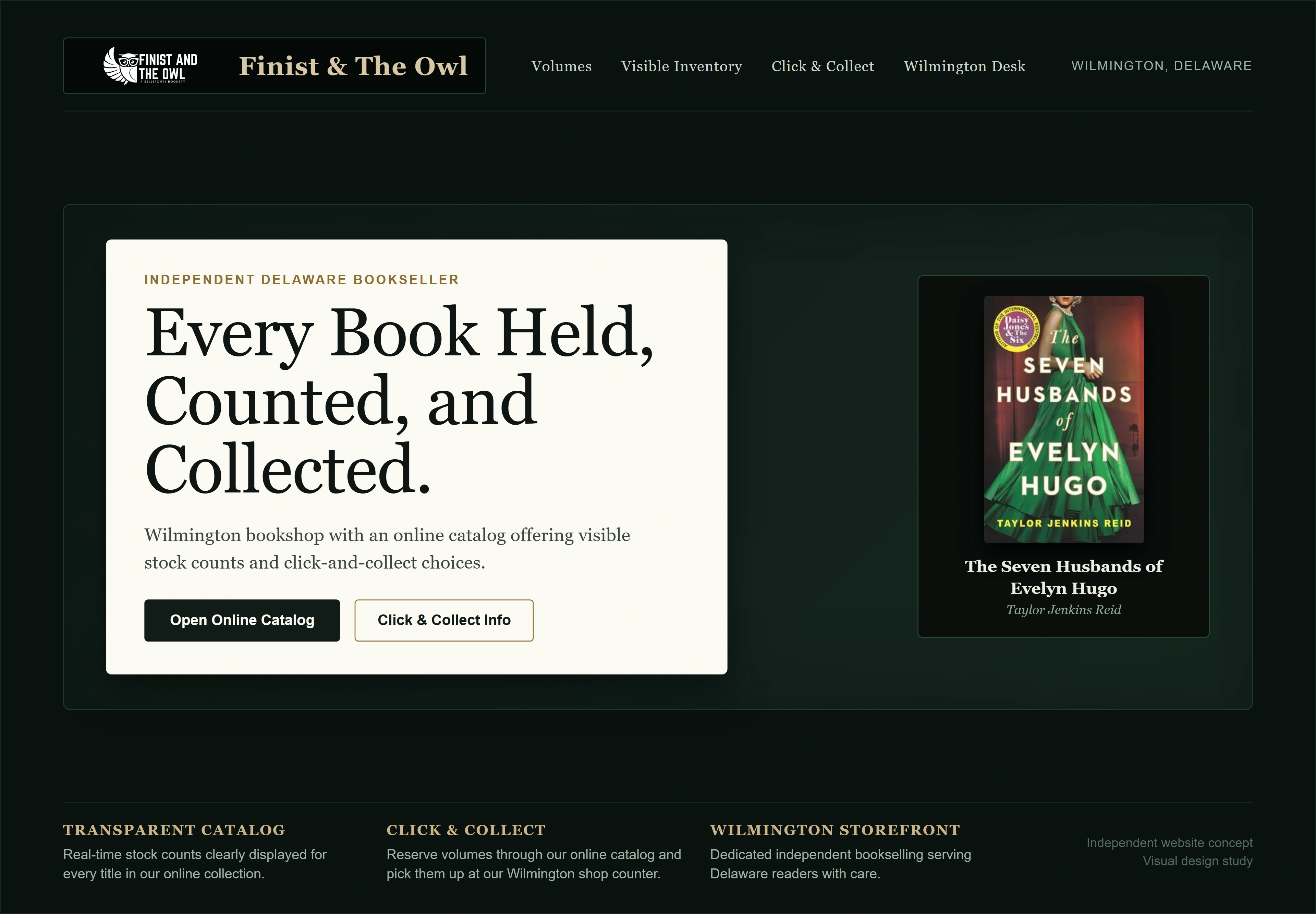 Finist & The Owl, individual website design concept D