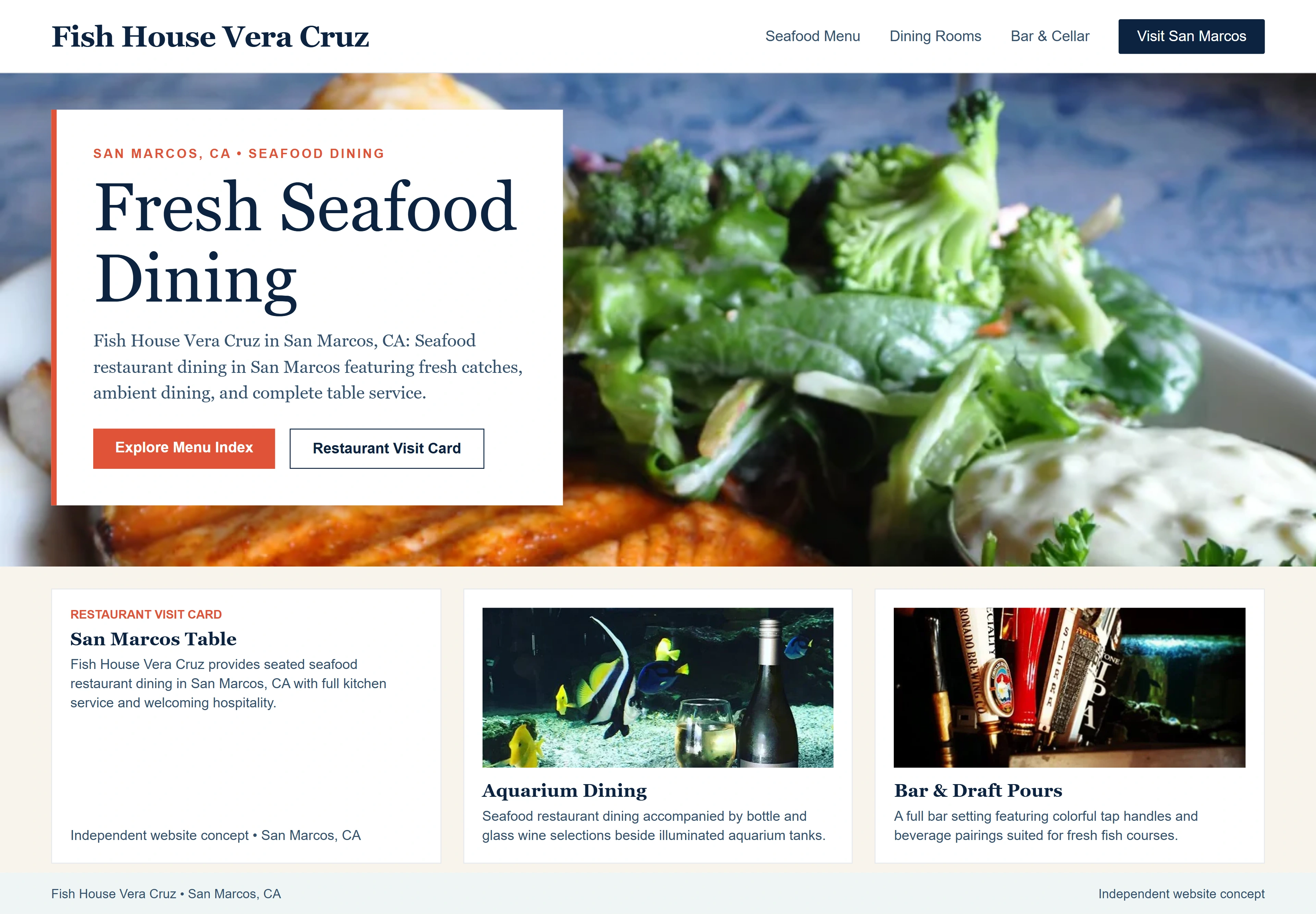 Fish House Vera Cruz, individual website design concept A