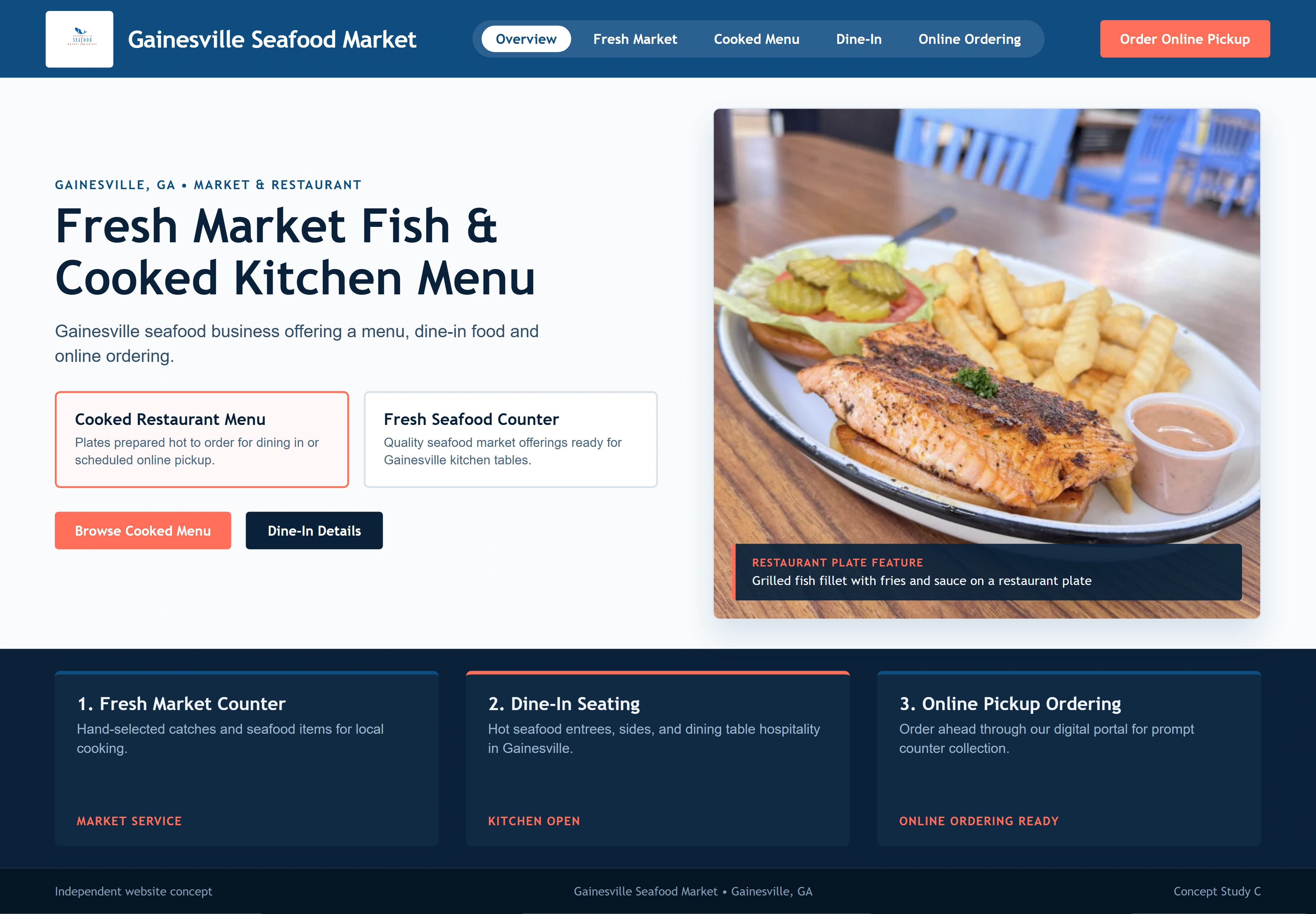 Gainesville Seafood Market, individual website design concept C