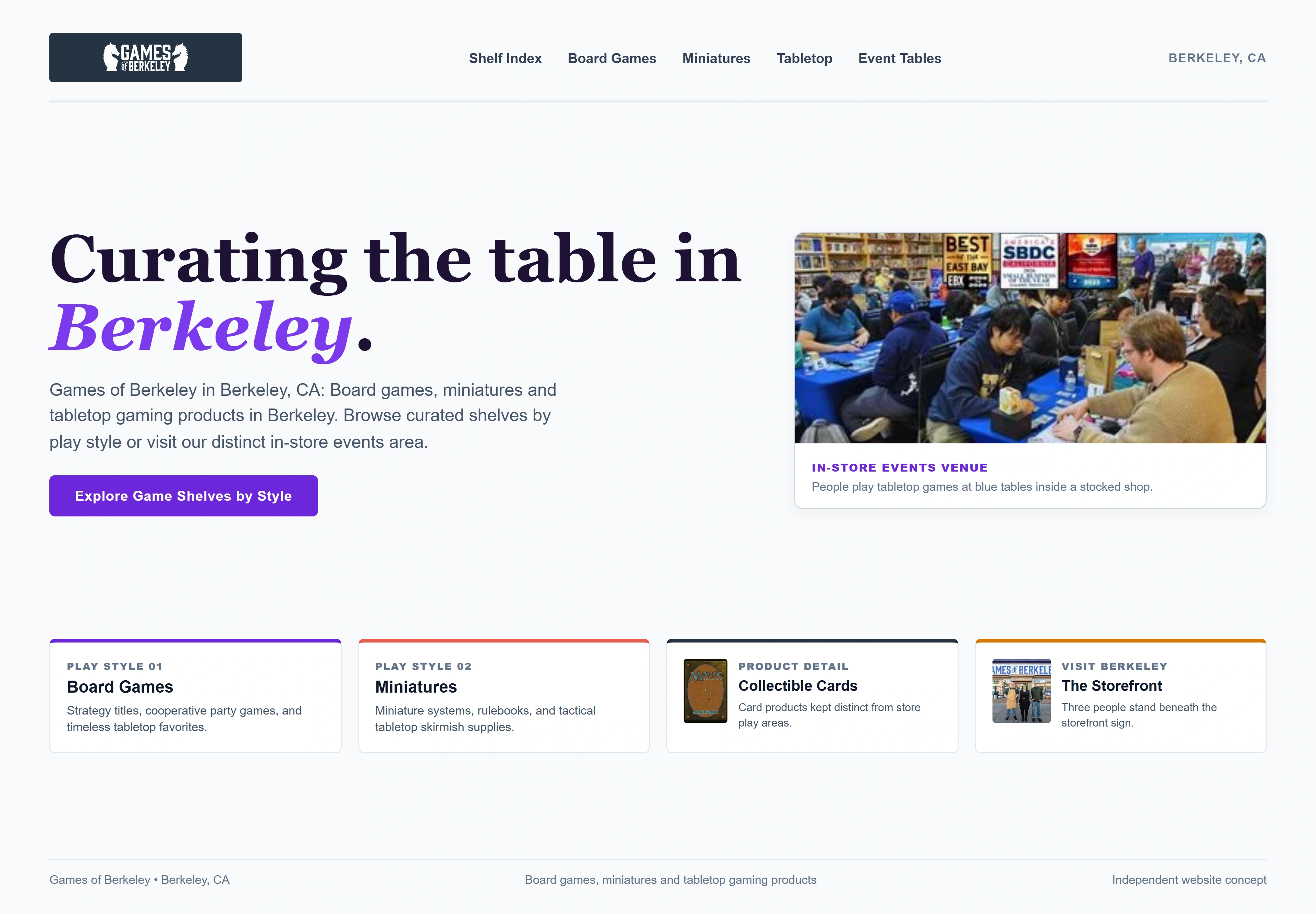 Games of Berkeley, individual website design concept D