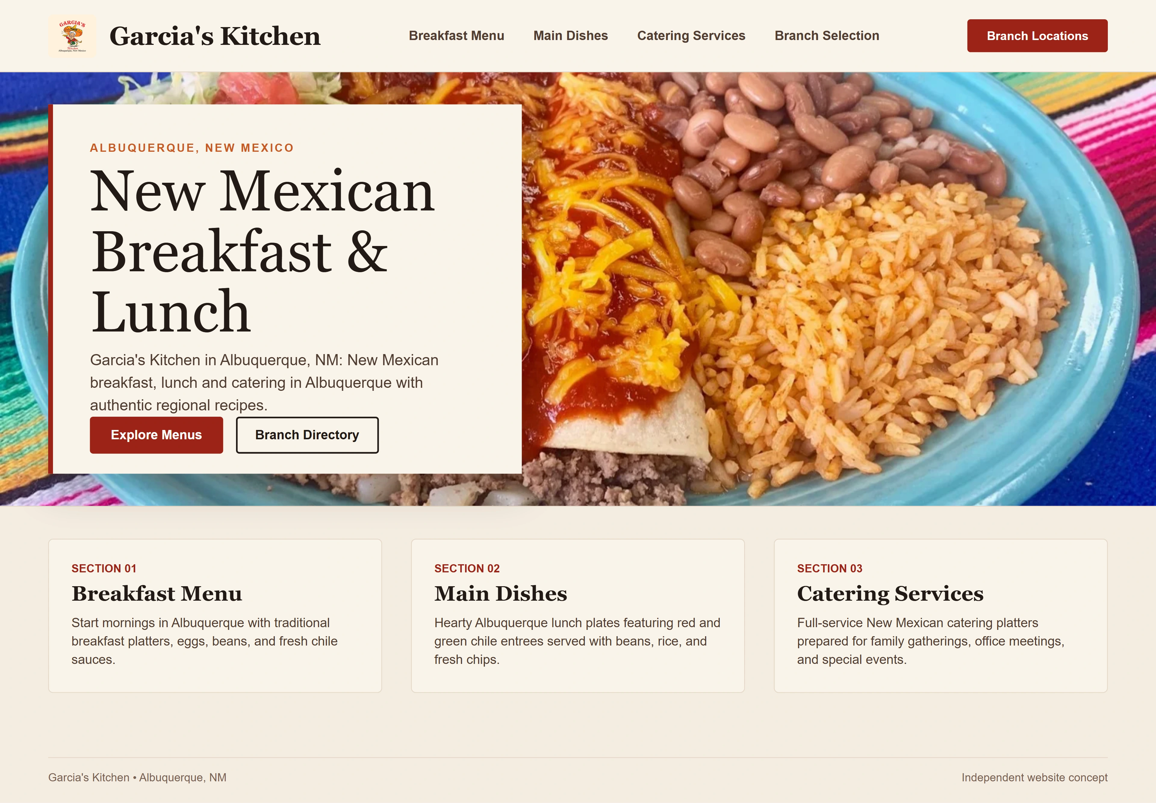 Garcia's Kitchen, individual website design concept A