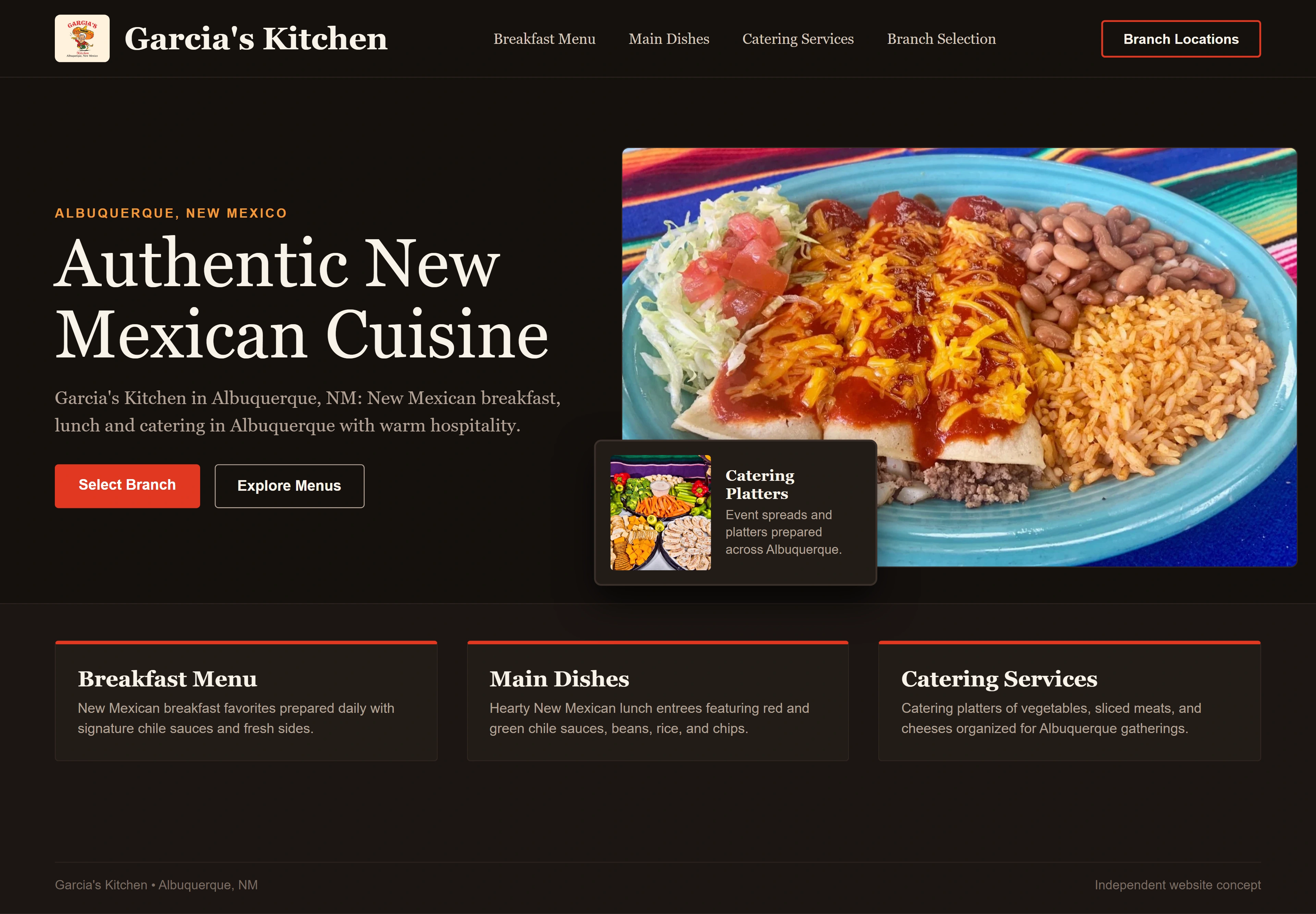 Garcia's Kitchen, individual website design concept D