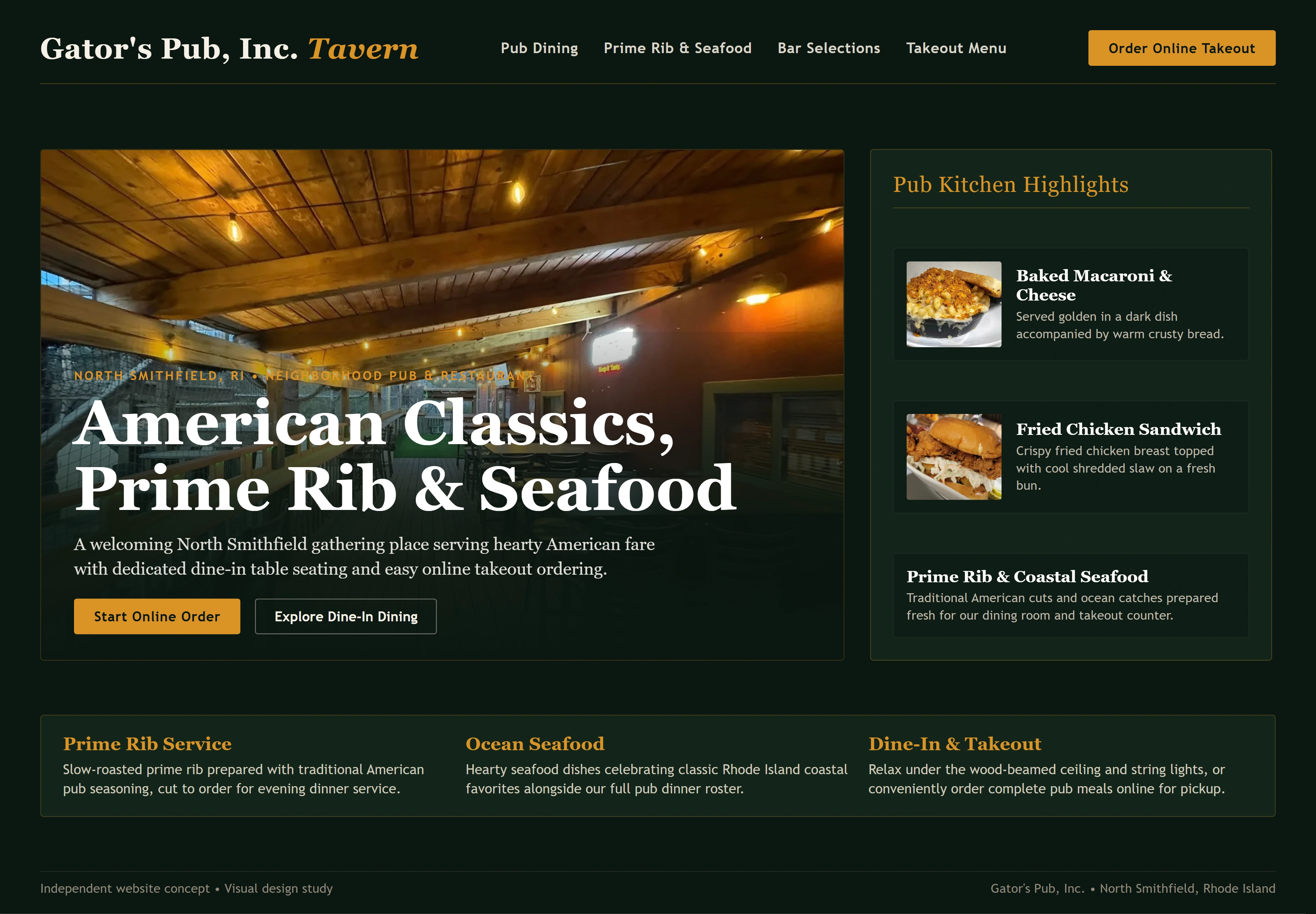 Gator's Pub, Inc., individual website design concept A