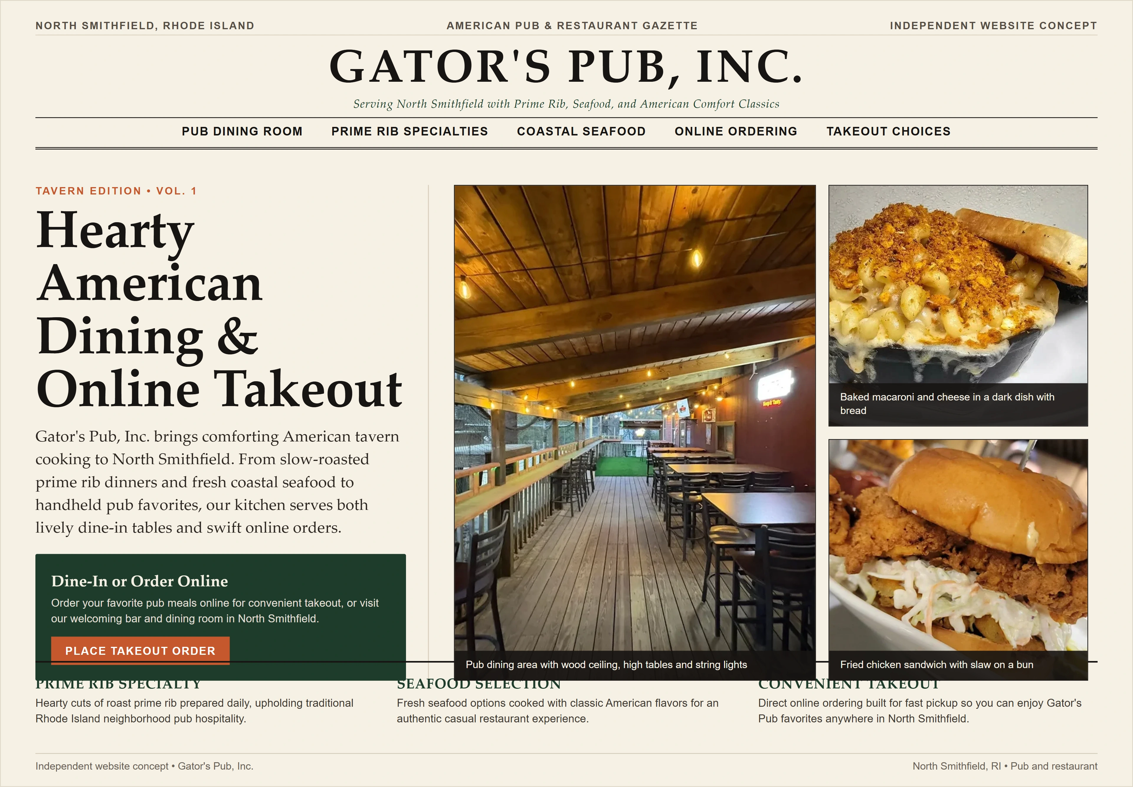 Gator's Pub, Inc., individual website design concept B