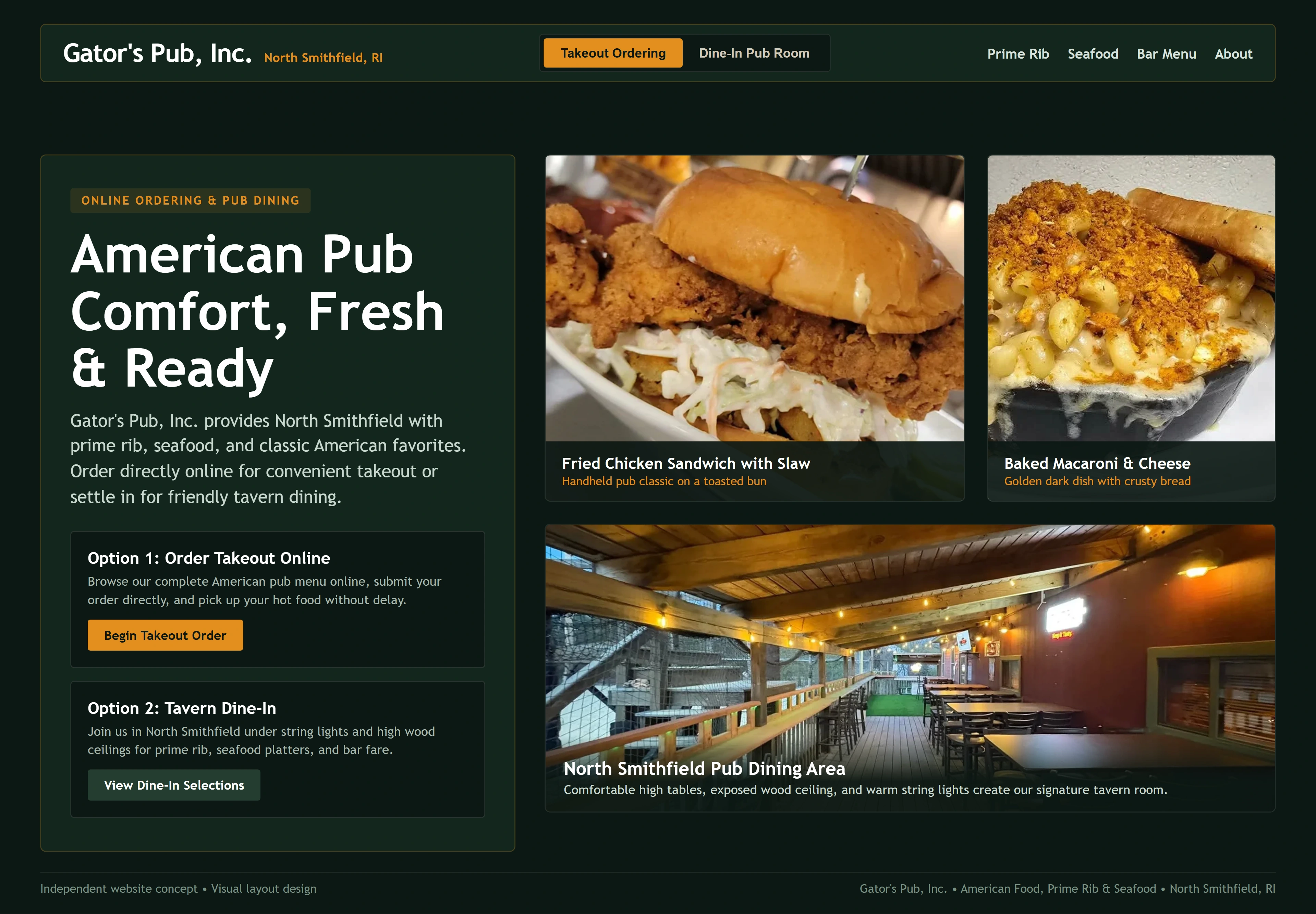 Gator's Pub, Inc., individual website design concept C