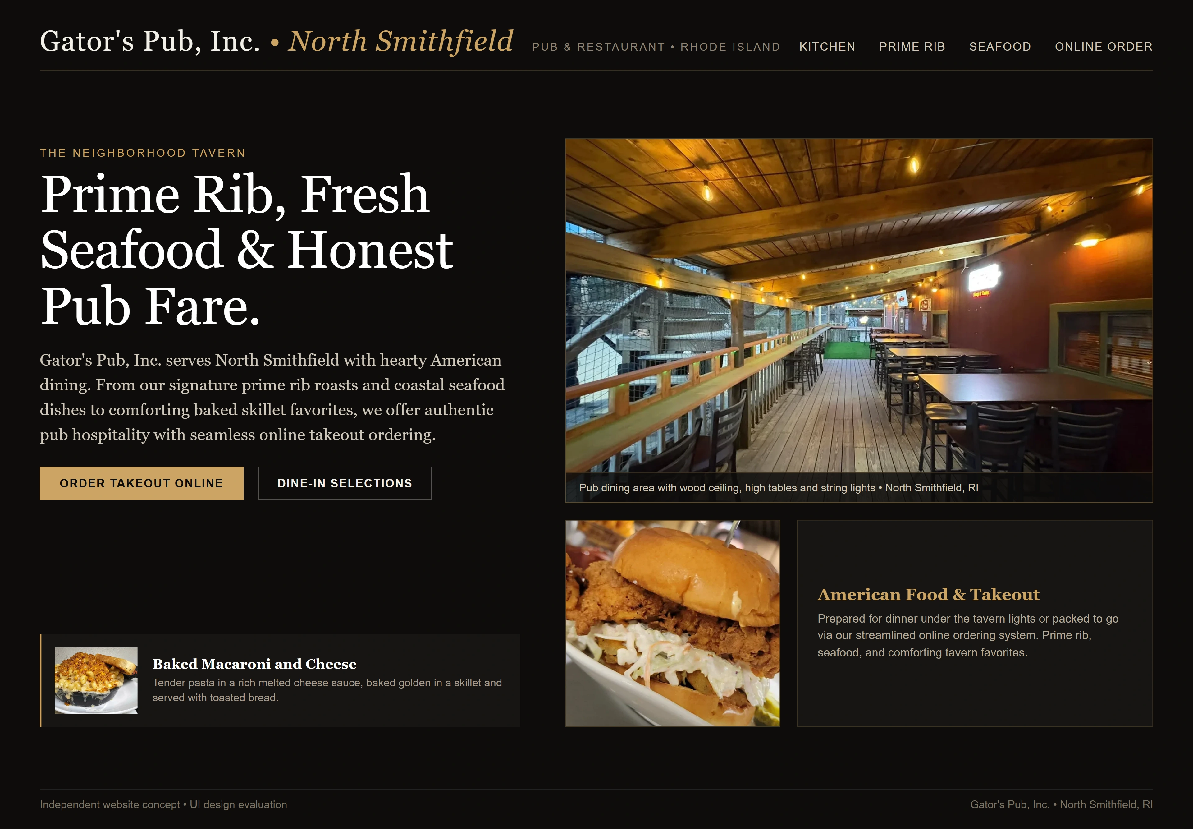 Gator's Pub, Inc., individual website design concept D
