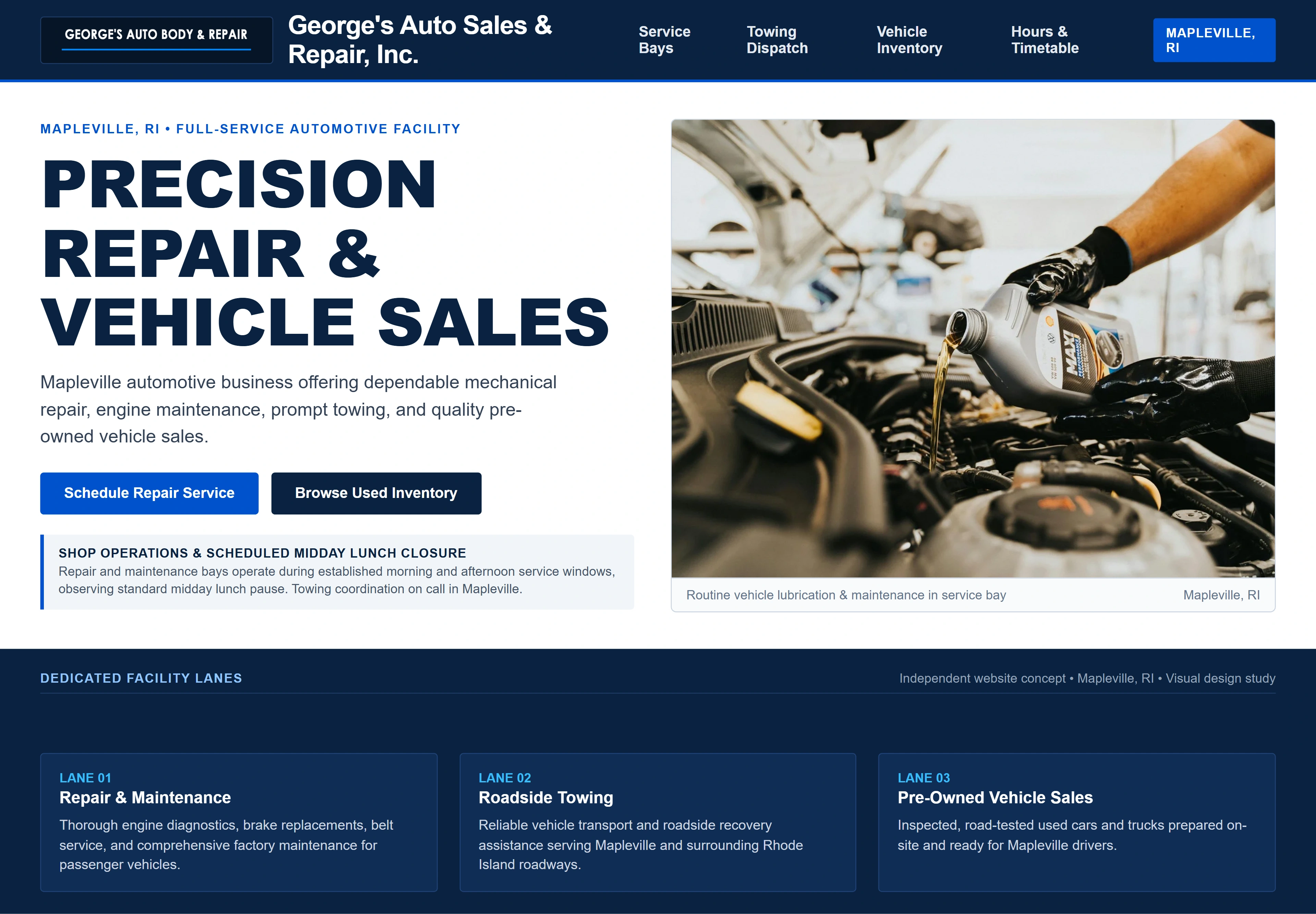 George's Auto Sales & Repair, Inc., individual website design concept A