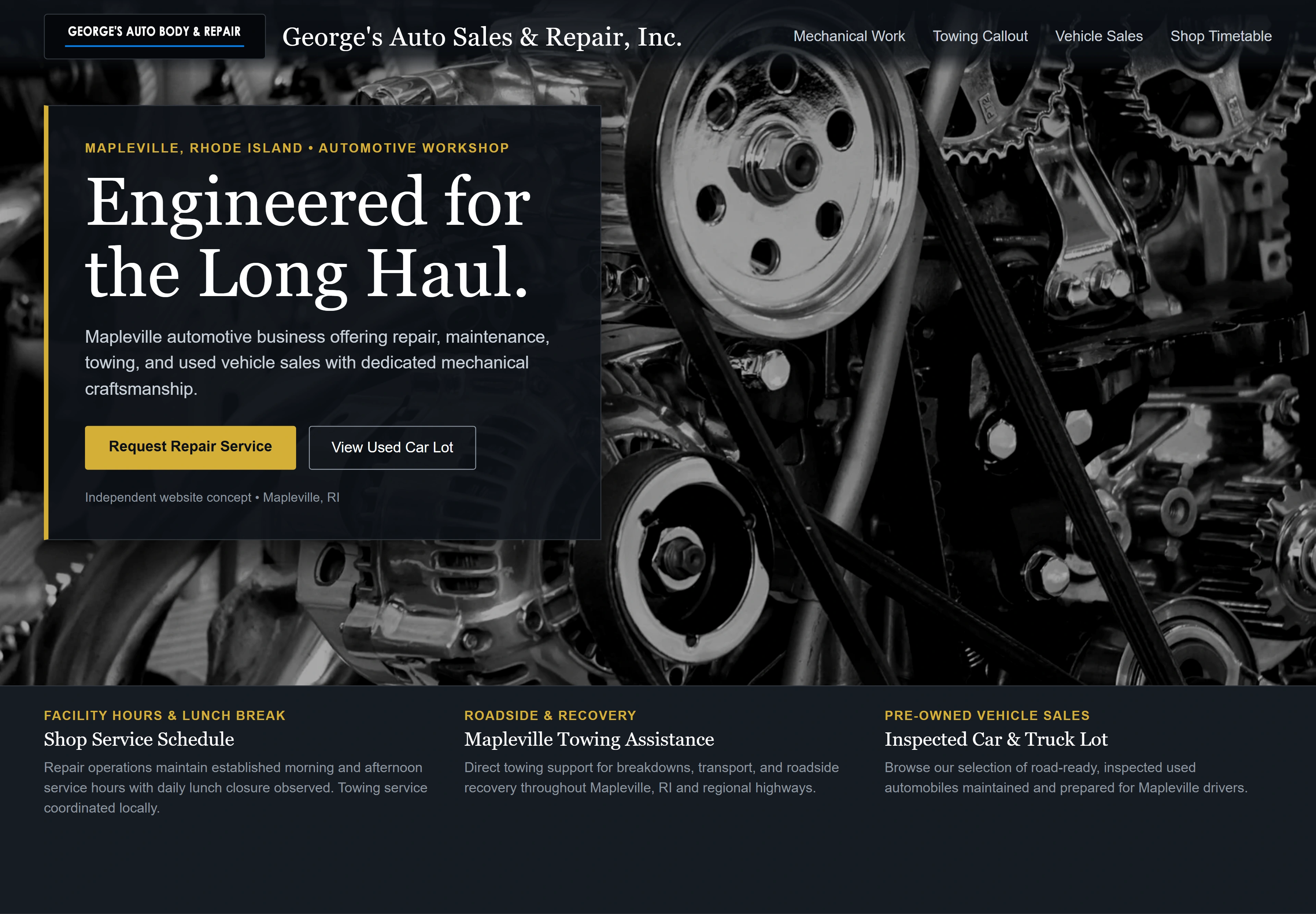 George's Auto Sales & Repair, Inc., individual website design concept B