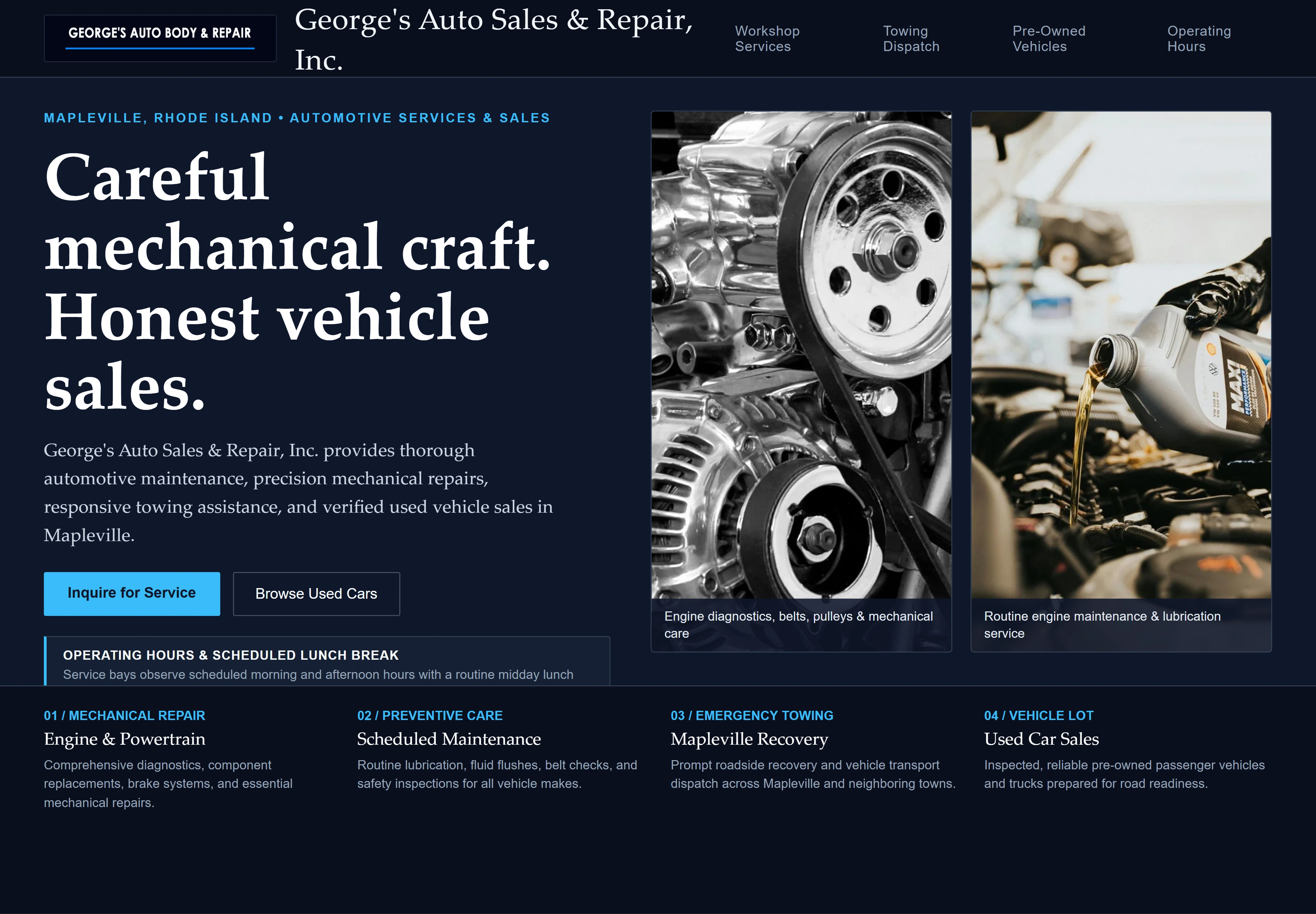George's Auto Sales & Repair, Inc., individual website design concept D