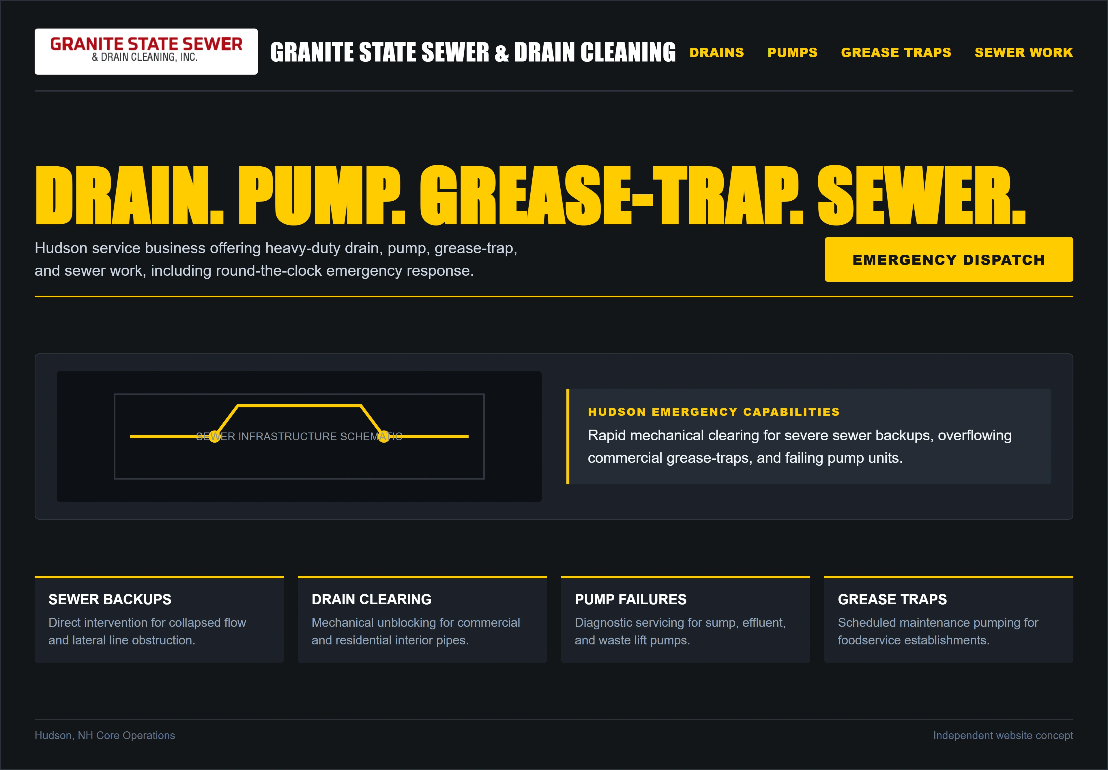 Granite State Sewer & Drain Cleaning, individual website design concept C