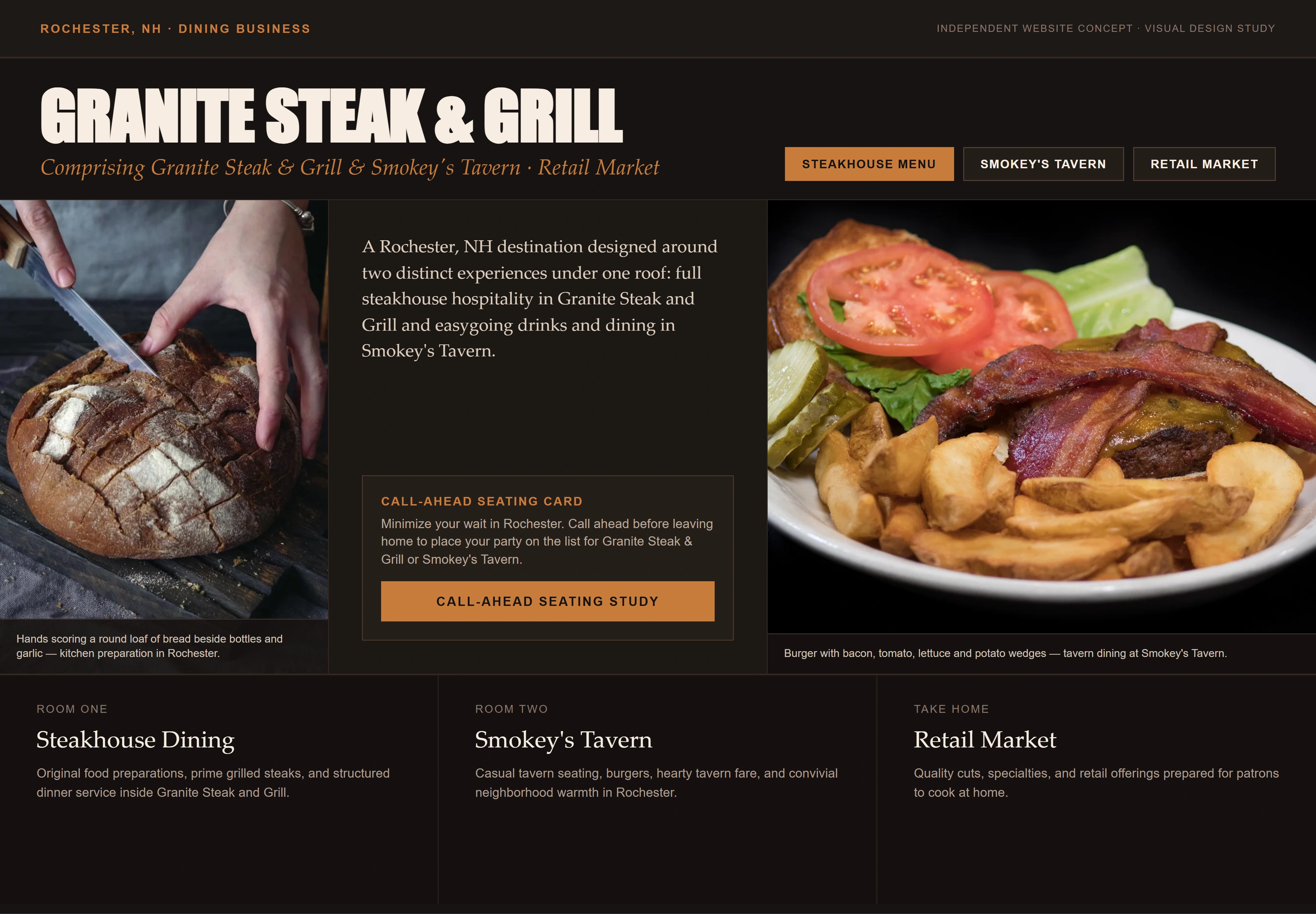 Granite Steak & Grill and Retail Market, individual website design concept B