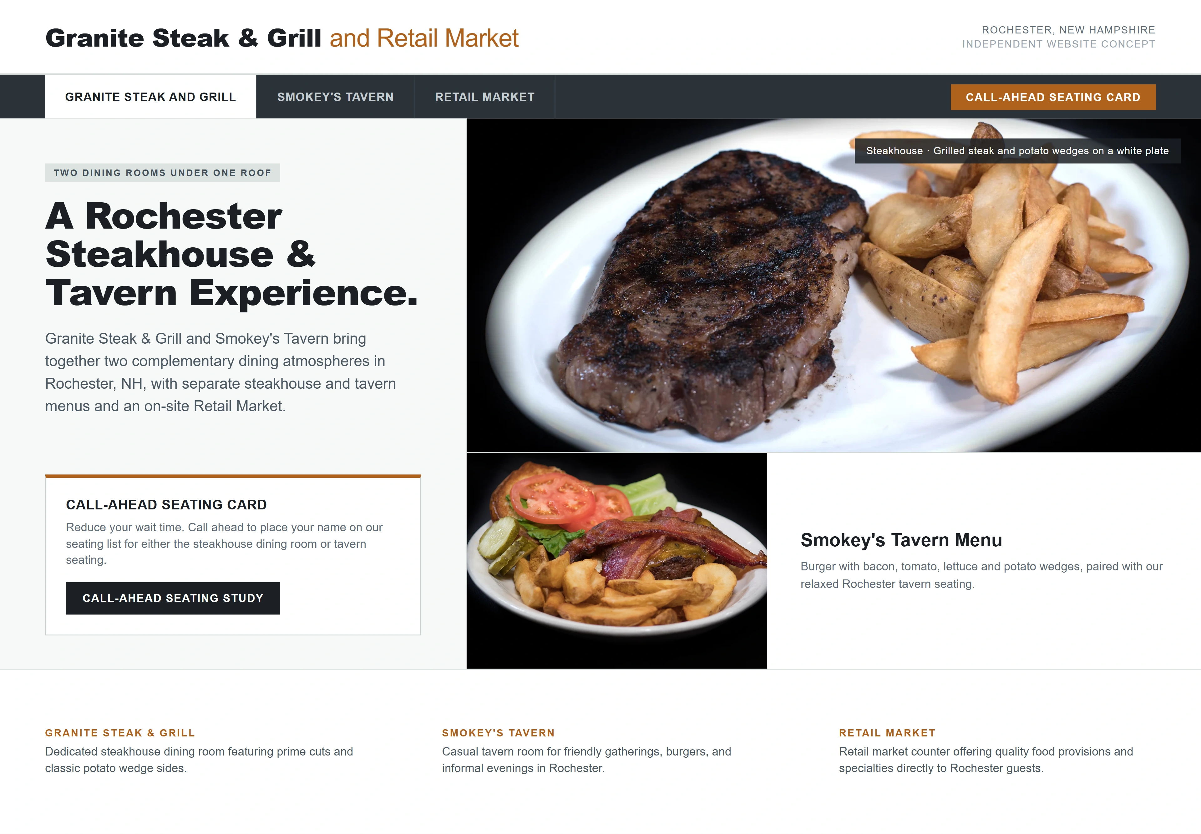 Granite Steak & Grill and Retail Market, individual website design concept C