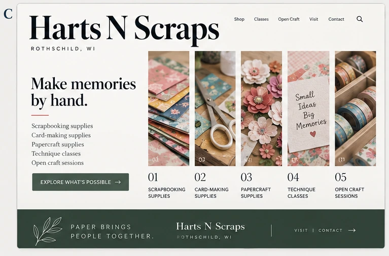 Harts N Scraps, individual website design concept C